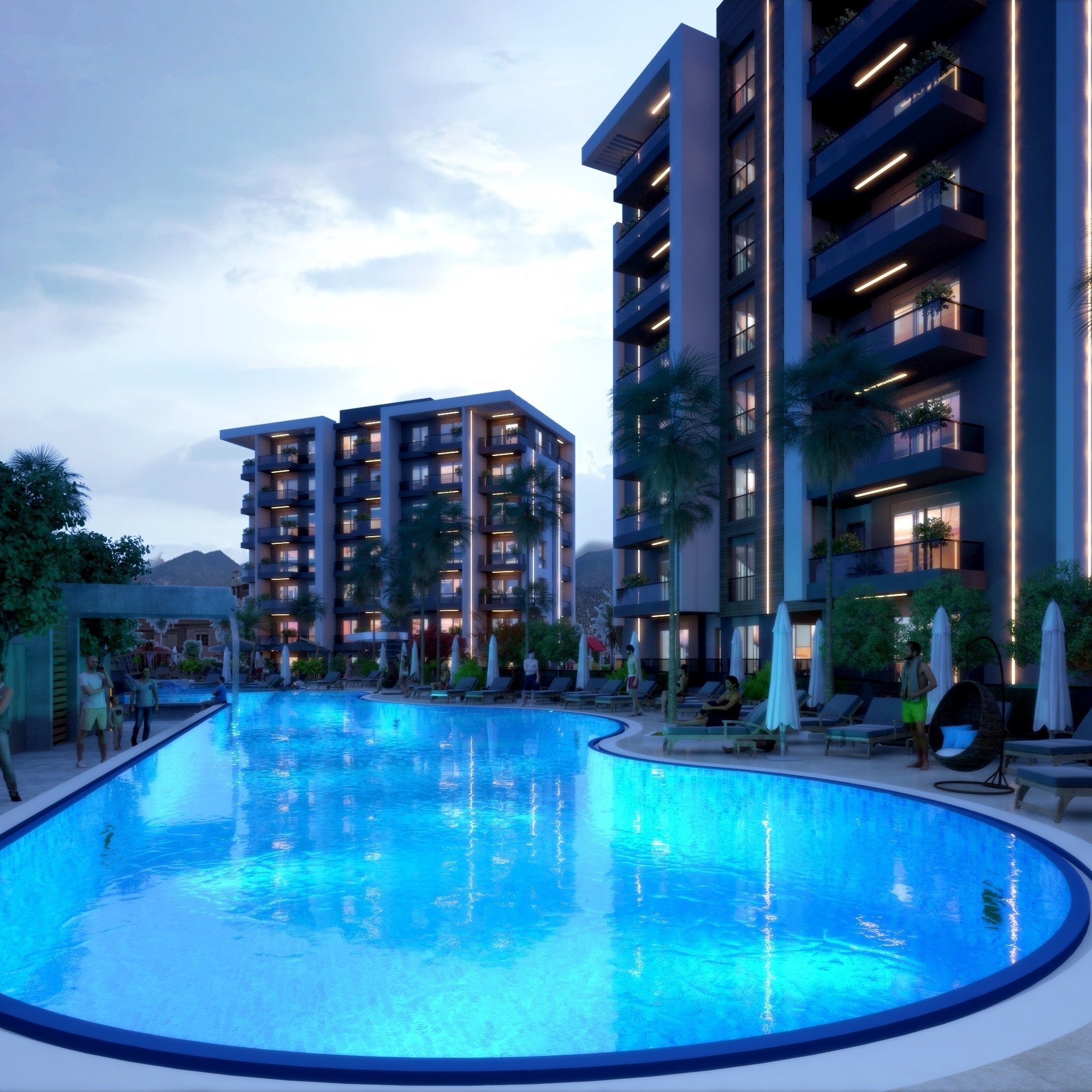 Modernes 2+1 Apartment mit Bergblick, Antalya