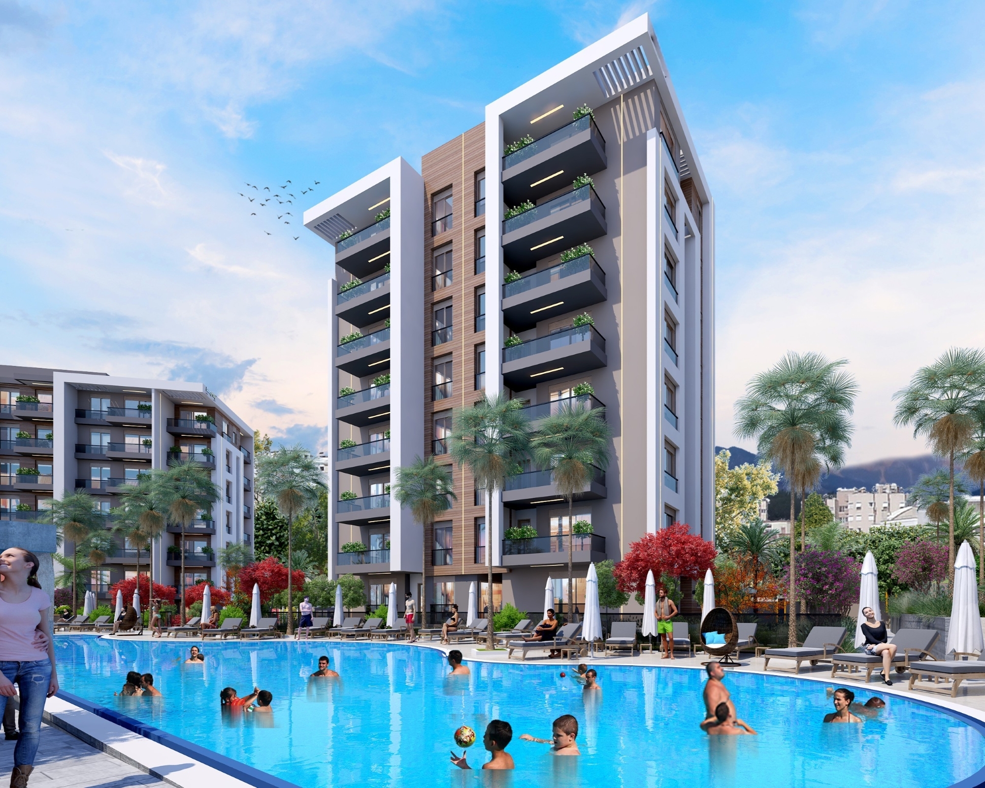 Luksuriøs 3+1 Lejlighed med Bjergudsigt i Antalya