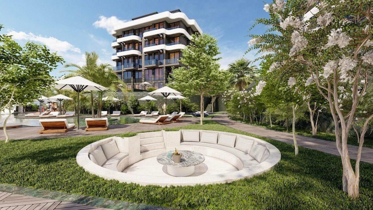 Luxuriöse 1+1 Wohnung mit Meerblick und Bergblick, Alanya - Kargicak