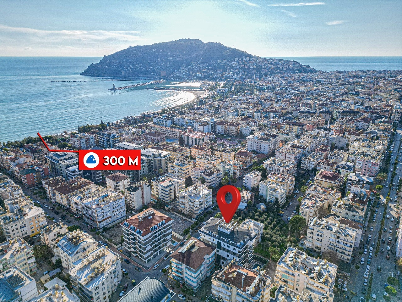 Luxuriöse 3+1 Wohnung mit Burg- und Bergblick, Alanya Zentrum