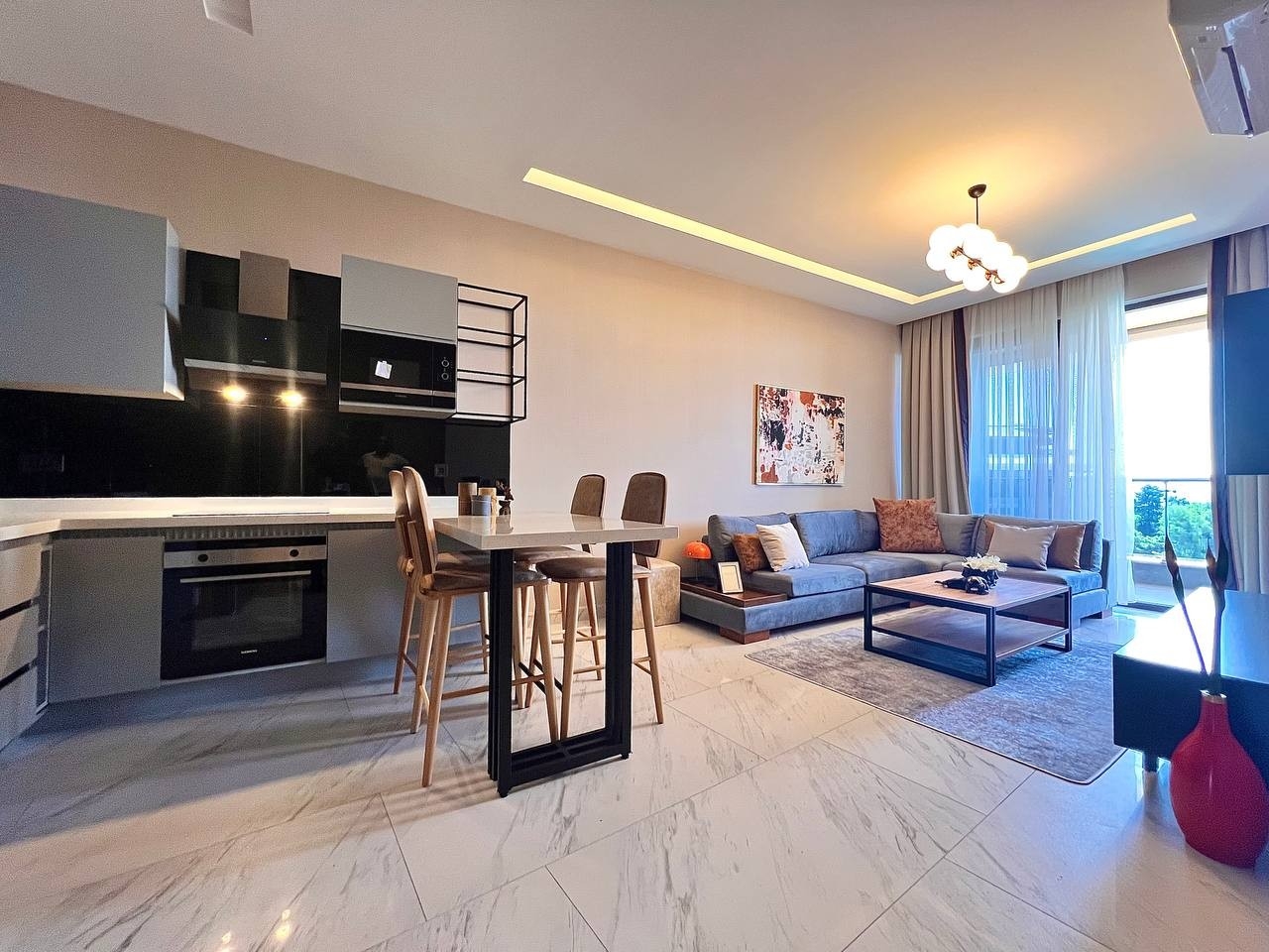 Luxuriöses 1+1 Apartment mit Meerblick und Bergblick, Alanya - Kargicak