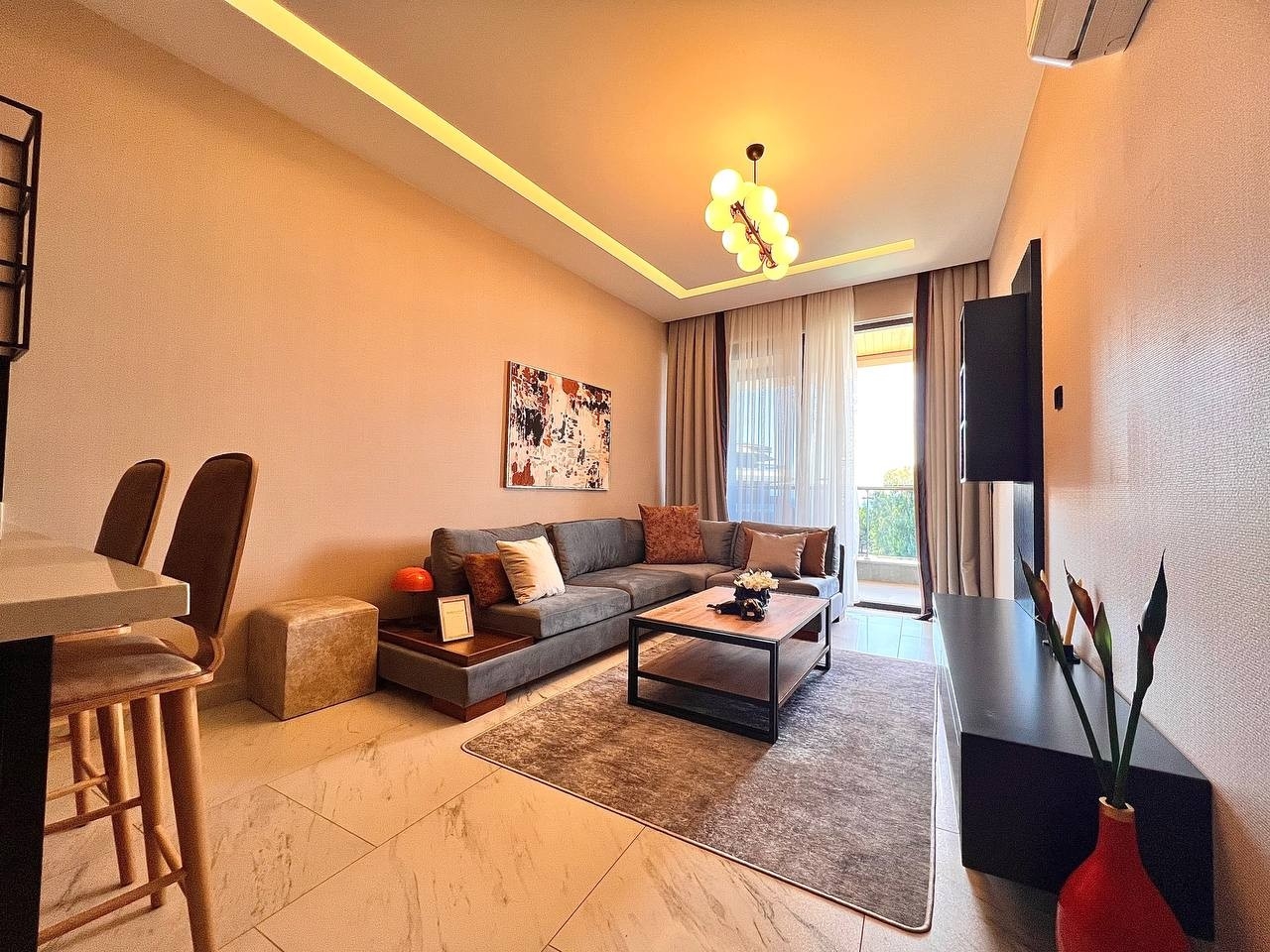 Luxuriöses 1+1 Apartment mit Meerblick und Bergblick, Alanya - Kargicak