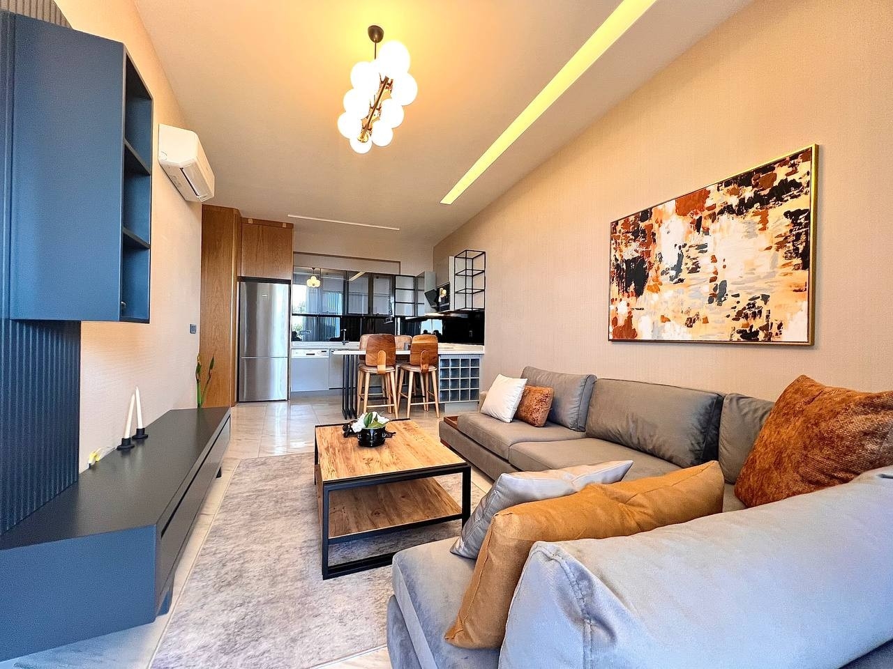 Luxuriöses 1+1 Apartment mit Meerblick und Bergblick, Alanya - Kargicak