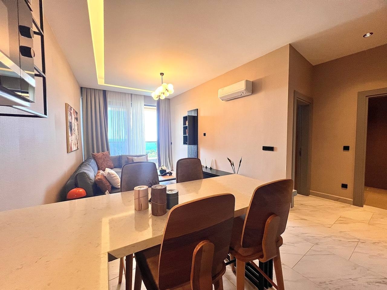 Luxuriöses 1+1 Apartment mit Meerblick und Bergblick, Alanya - Kargicak