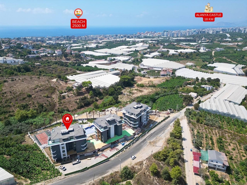 Lyxig 2+1 lägenhet med bergsutsikt, Alanya - Kargicak