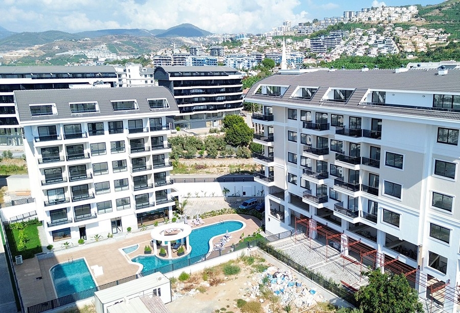 Luxuriöses 1+1 Apartment mit Meerblick und Bergblick, Alanya - Kargicak