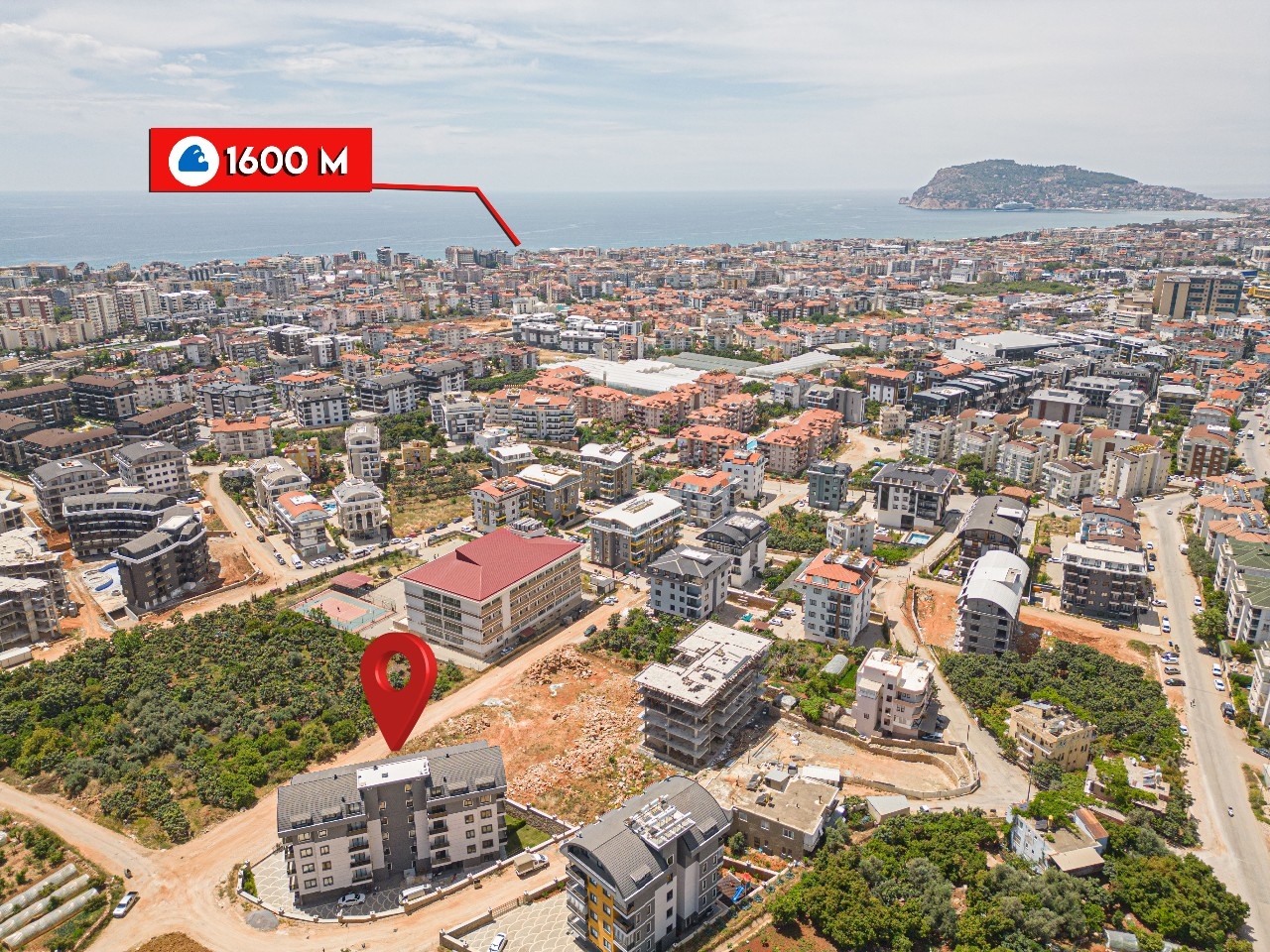 Ylellinen 1+1 asunto vuorinäköalalla Oba, Alanya