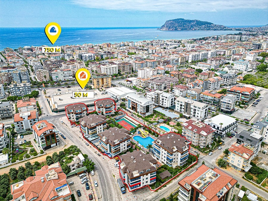 Luxuriöse 2+1 Wohnung mit Bergblick, Alanya - Oba