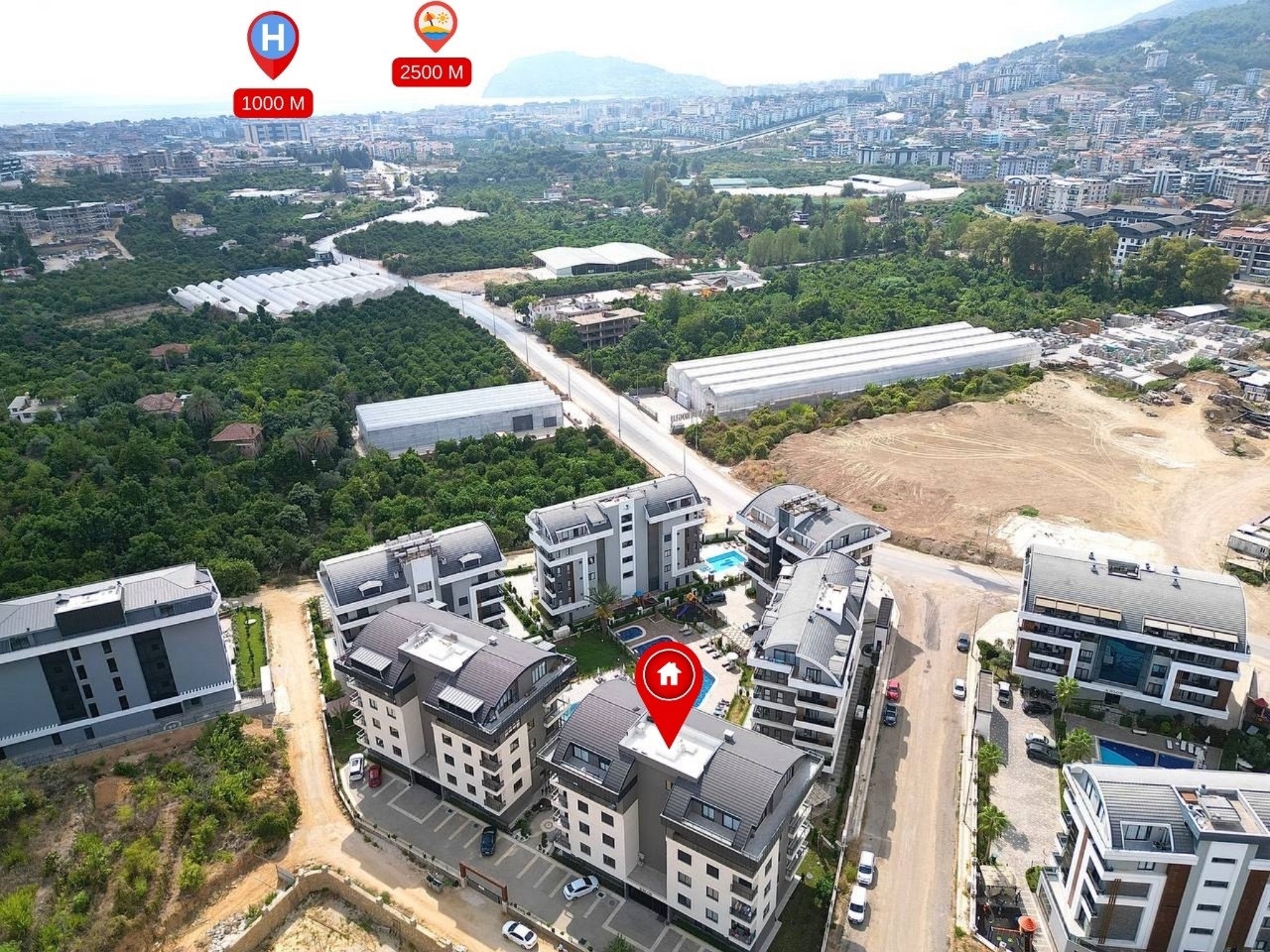 Luxuriöses 2+1 Apartment mit Bergblick in Oba, Alanya