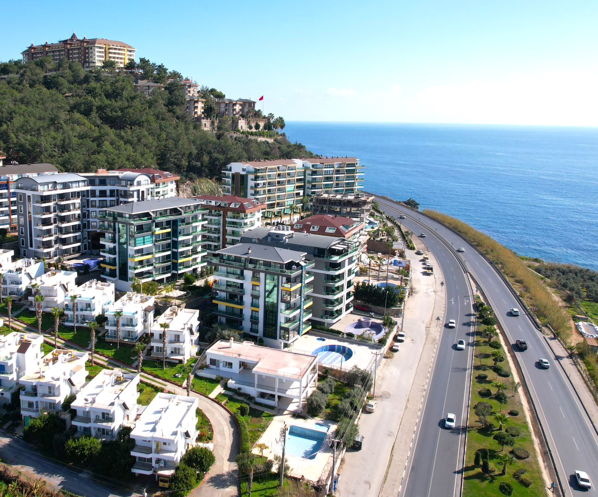 Ylellinen 5+1 huoneistonäkymä merelle ja vuorille, Alanya Kargicak