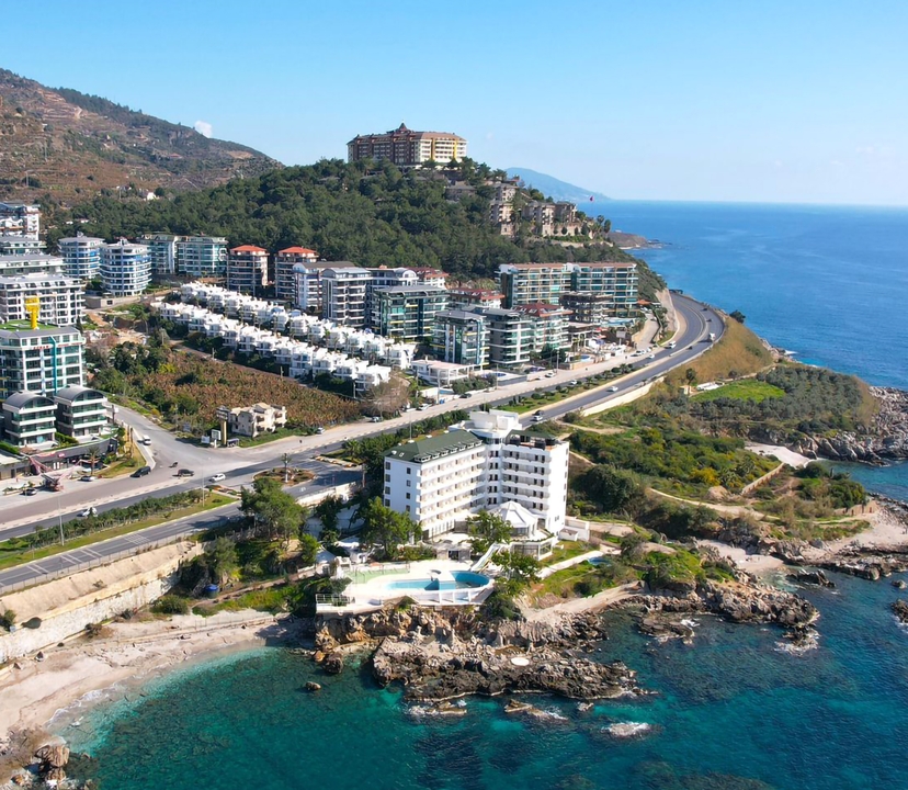 Ylellinen 5+1 huoneistonäkymä merelle ja vuorille, Alanya Kargicak