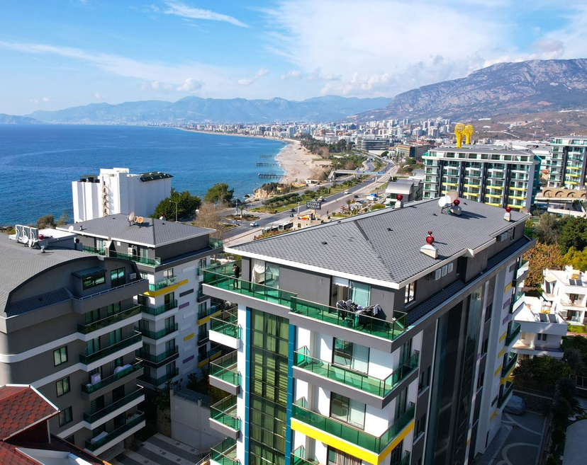 Ylellinen 5+1 huoneistonäkymä merelle ja vuorille, Alanya Kargicak