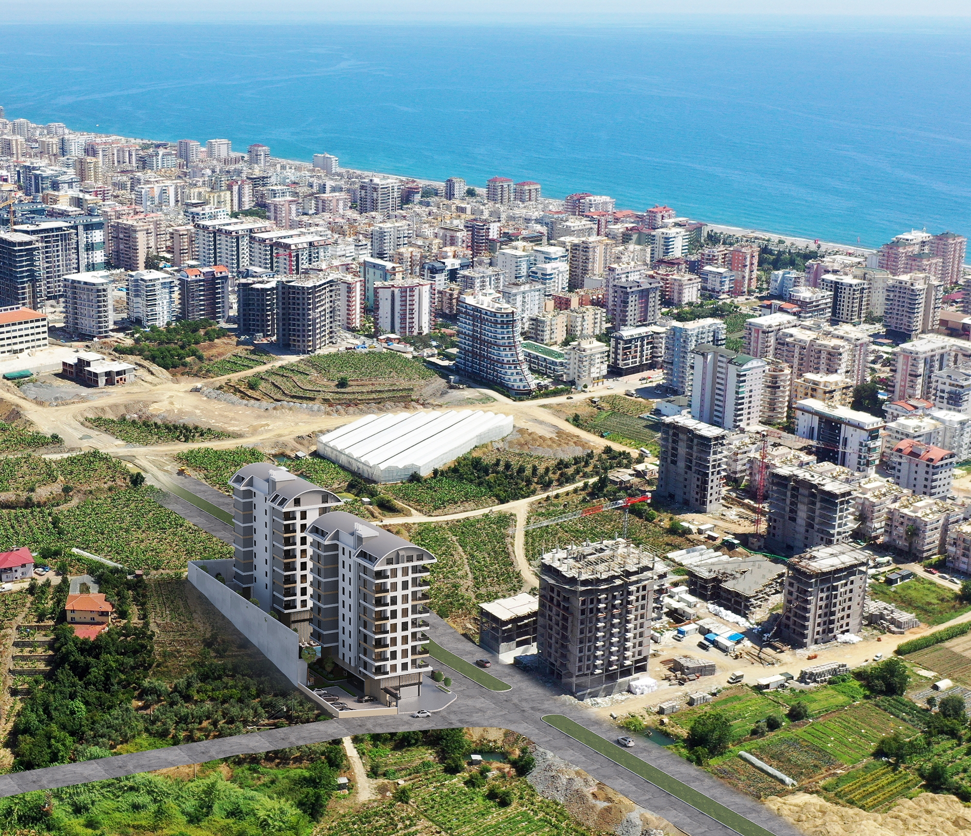 Ylellinen 2+1 kattohuoneisto meri- ja vuorinäköalalla, Alanya Mahmutlar
