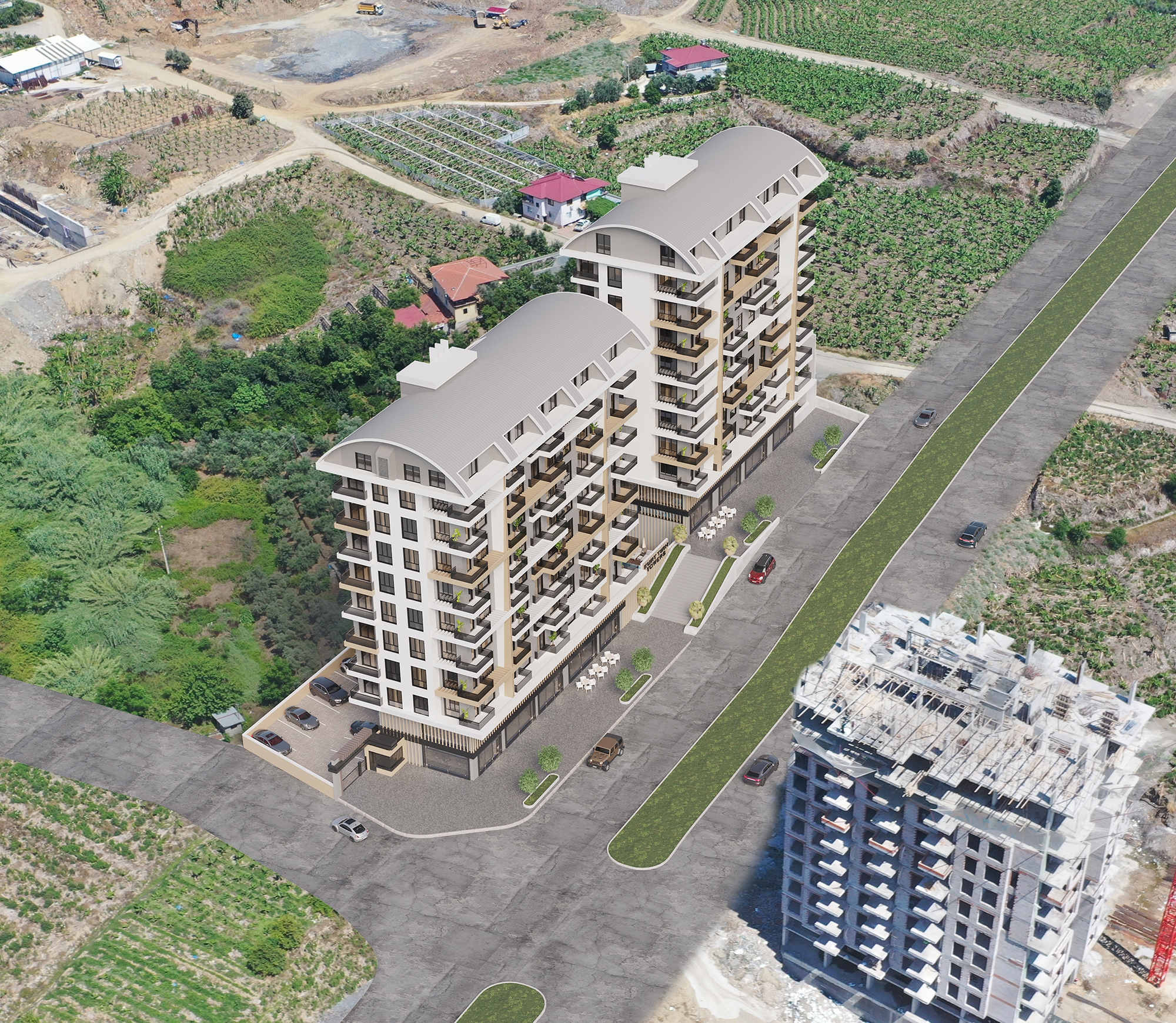 Ylellinen 2+1 kattohuoneisto meri- ja vuorinäköalalla, Alanya Mahmutlar