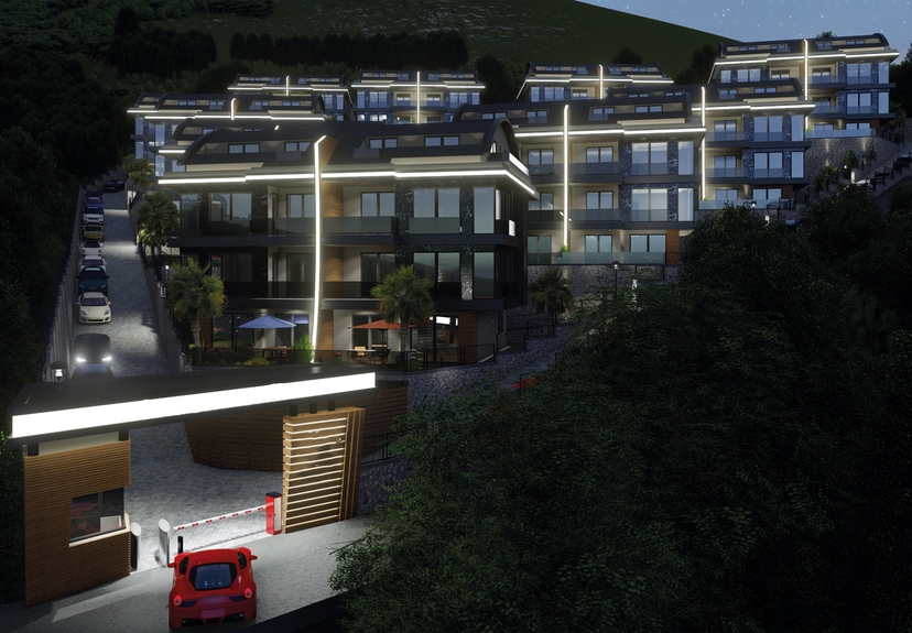 Luxuriöse 4+1 Gartenwohnung mit Meerblick und Burgblick in Alanya-Tepe
