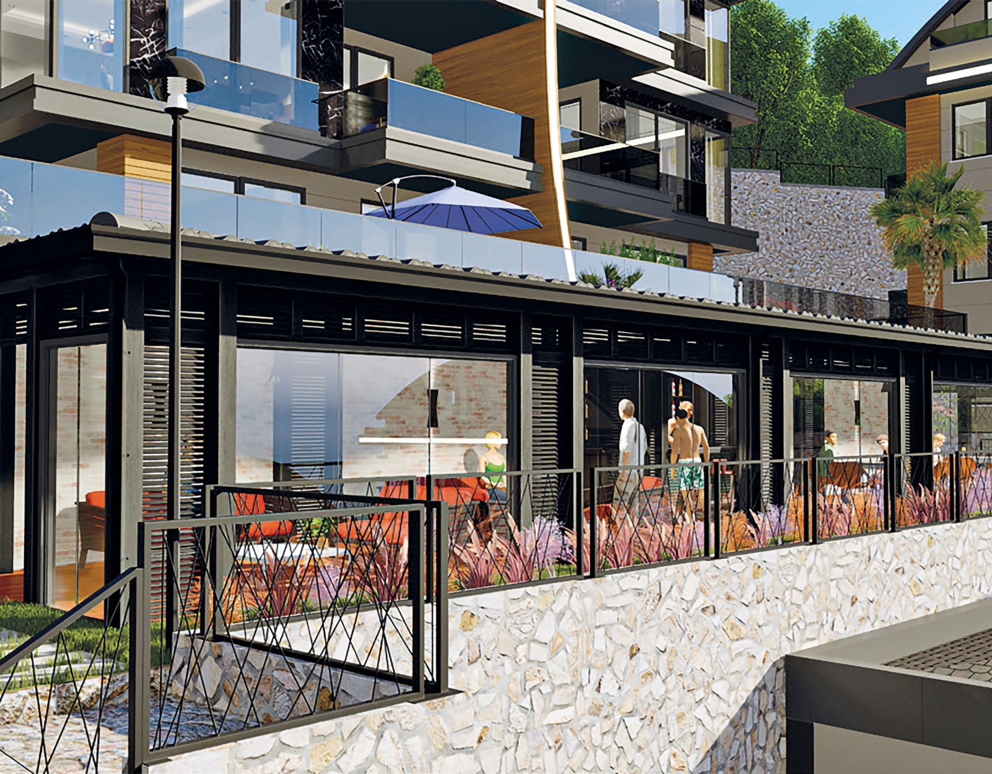Luxuriöse 4+1 Gartenwohnung mit Meerblick und Burgblick in Alanya-Tepe