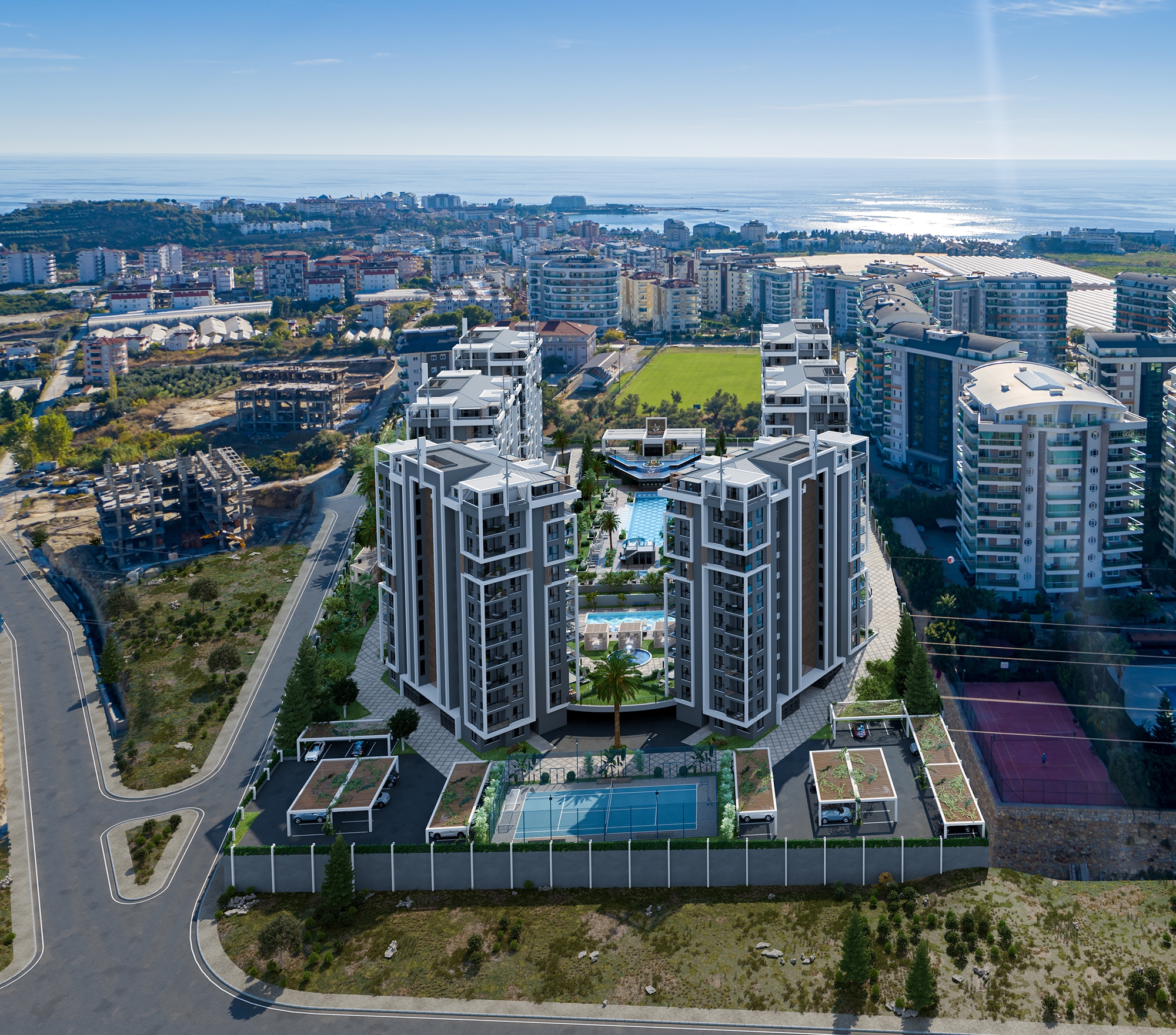 Luxuriöses 1+1 Apartment mit Bergblick, Alanya - Avsallar
