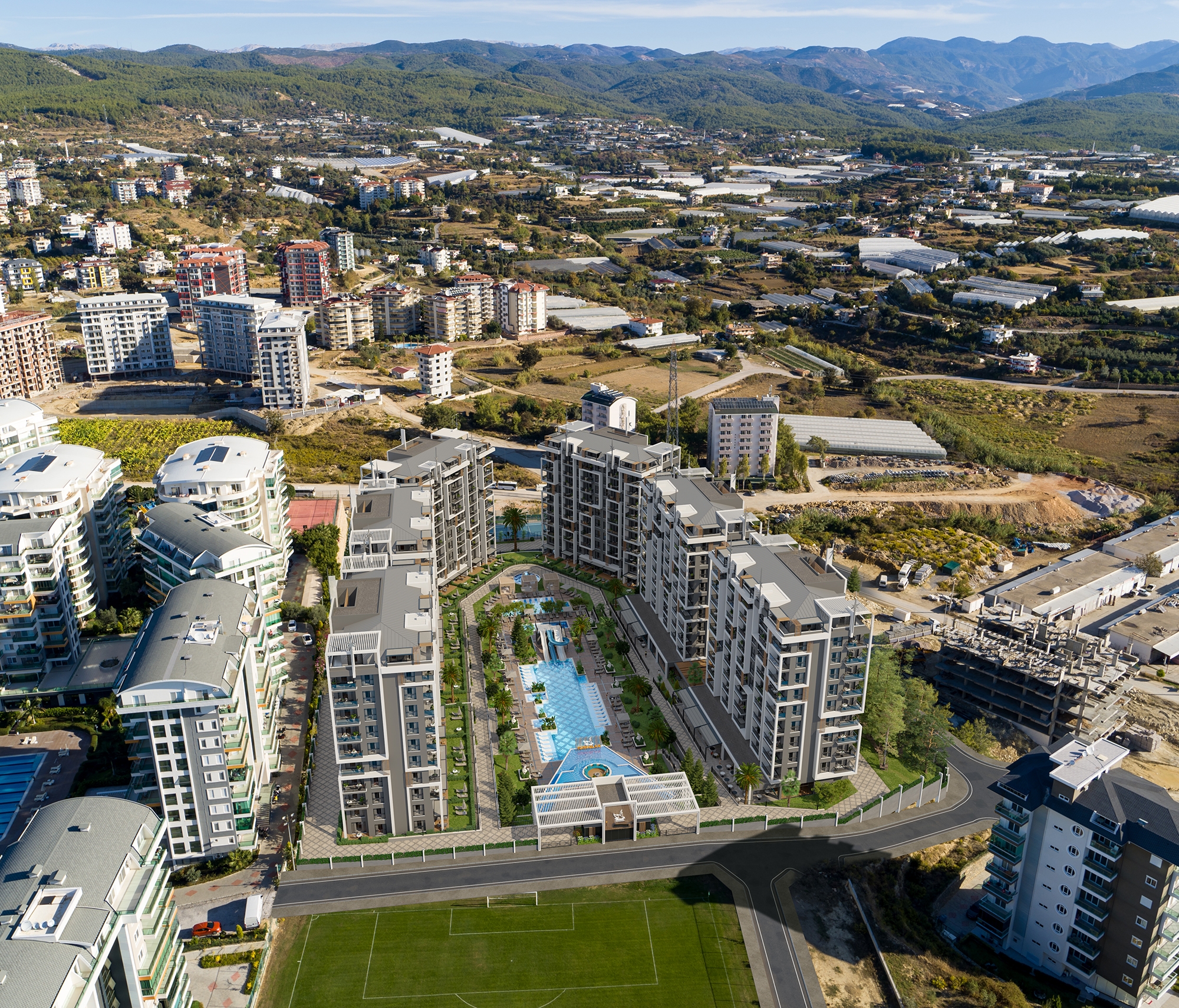 Luxuriöses 1+1 Apartment mit Bergblick, Alanya - Avsallar
