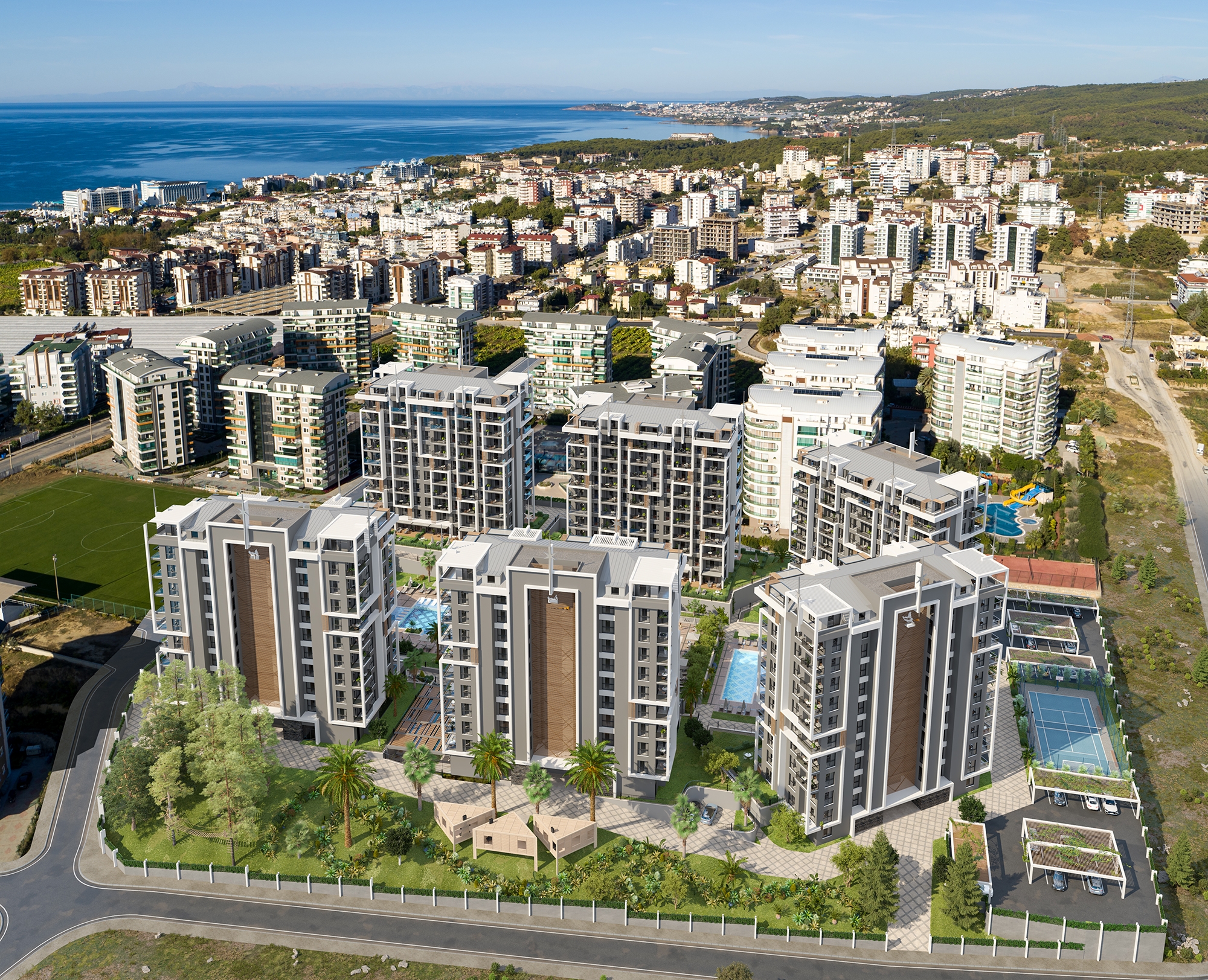 Luxuriöses 1+1 Apartment mit Bergblick, Alanya - Avsallar