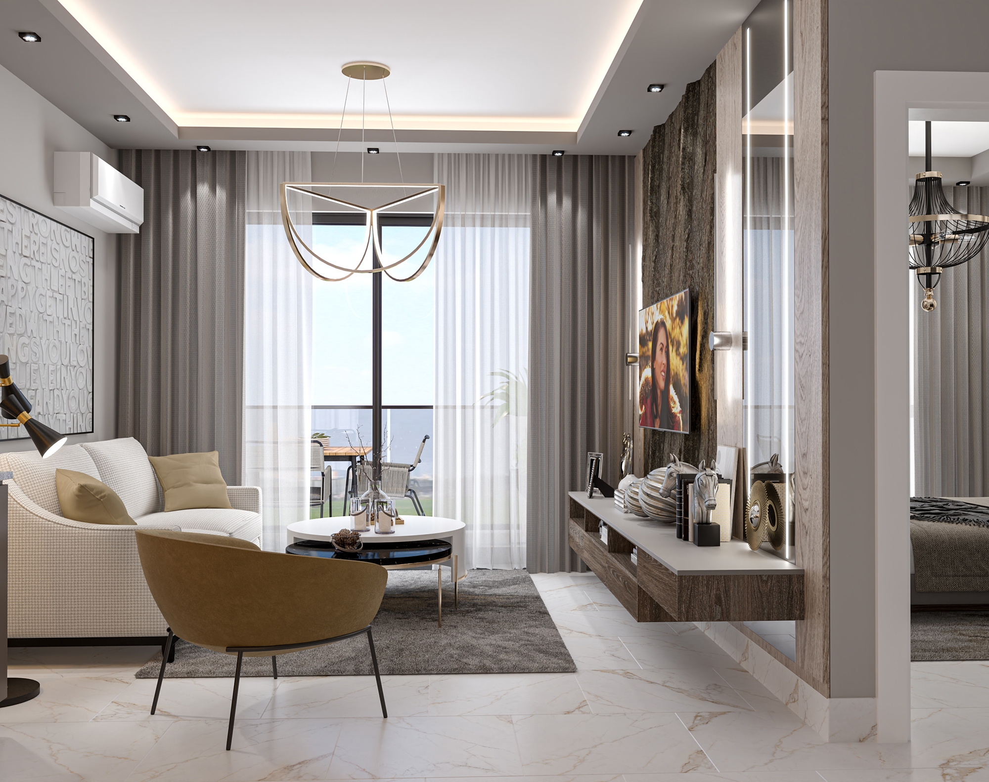 Luxuriöses 1+1 Apartment mit Bergblick, Alanya - Avsallar