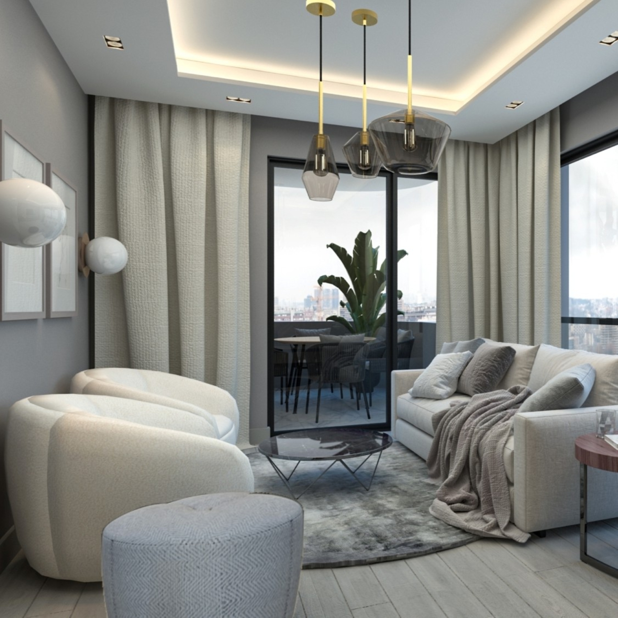 Luxuriöses 1+1 Apartment mit Bergblick in Mersin-Tece