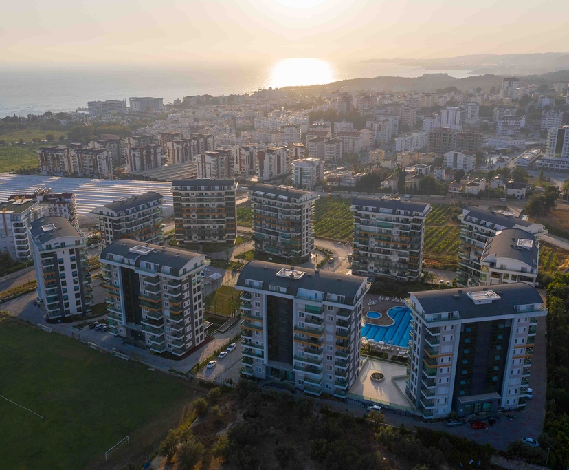 Luxuriöse 1+1 Wohnung mit Bergblick in Avsallar, Alanya