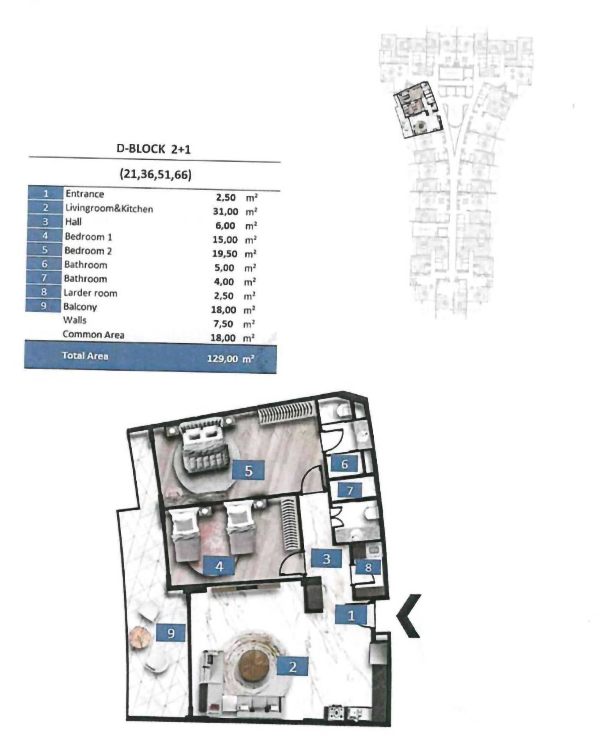 Ylellinen 2+1 huoneisto vuorinäköalalla, Alanya