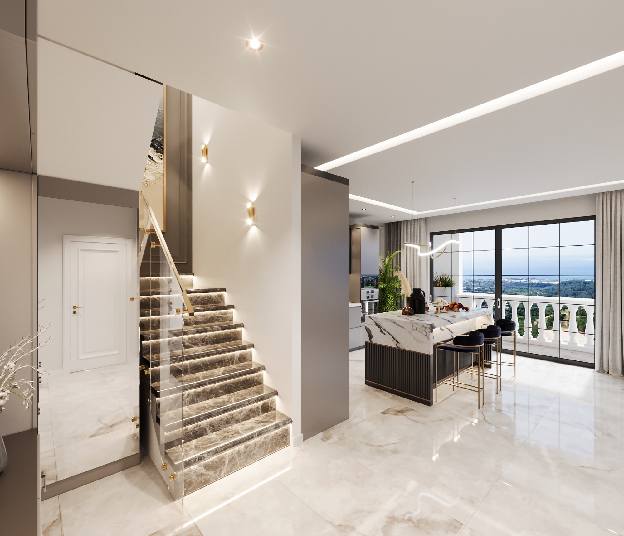 Luksuriøs 4+1 Penthouse med Hav- og Bjergudsigt i Alanya