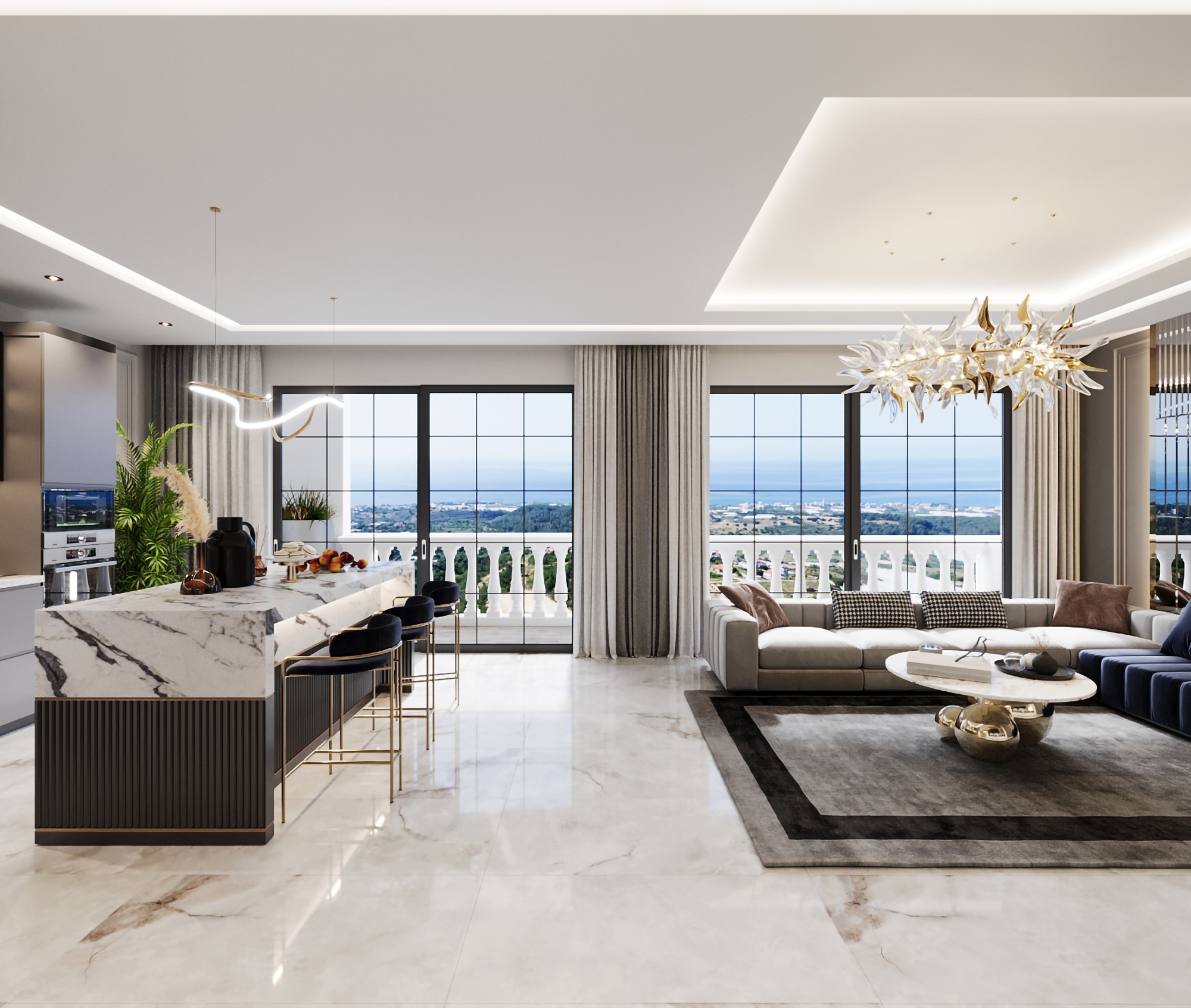 Luksuriøs 4+1 Penthouse med Hav- og Bjergudsigt i Alanya