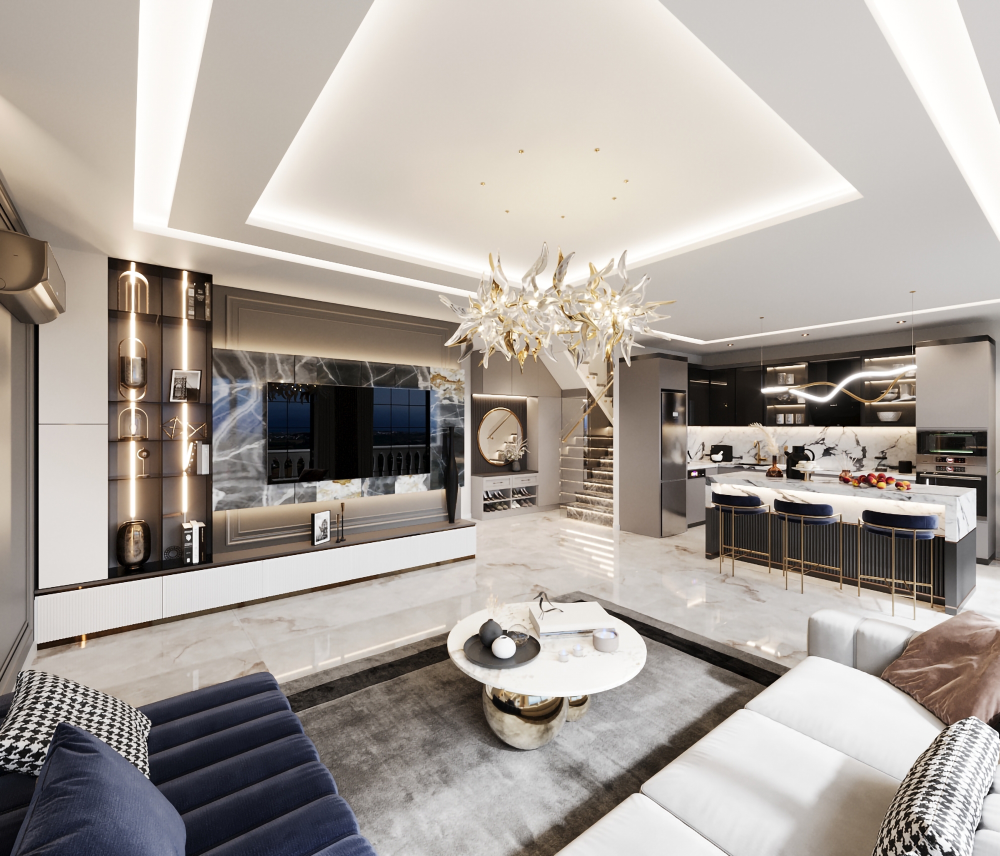 Luksuriøs 4+1 Penthouse med Hav- og Bjergudsigt i Alanya