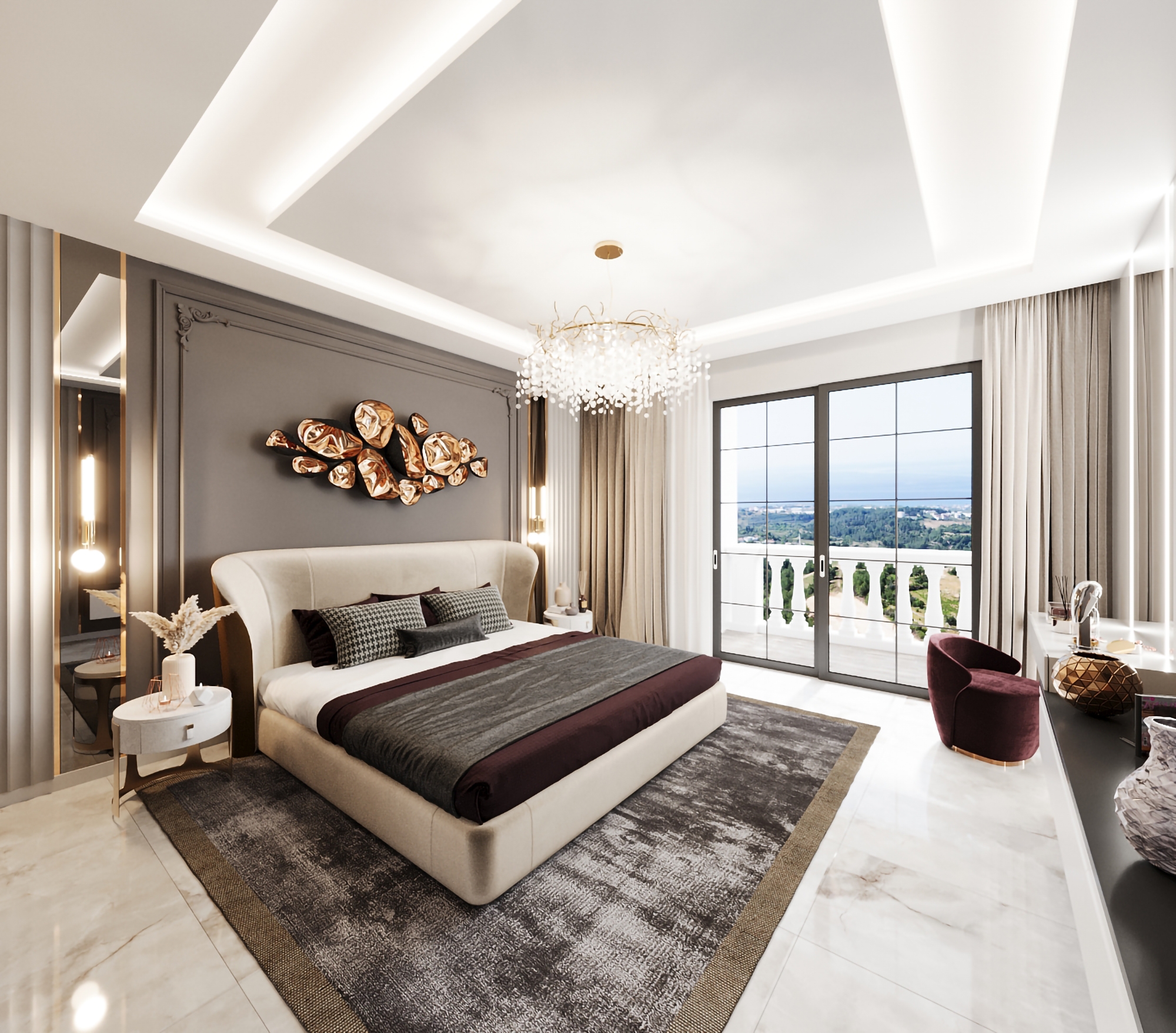 Luksuriøs 4+1 Penthouse med Hav- og Bjergudsigt i Alanya