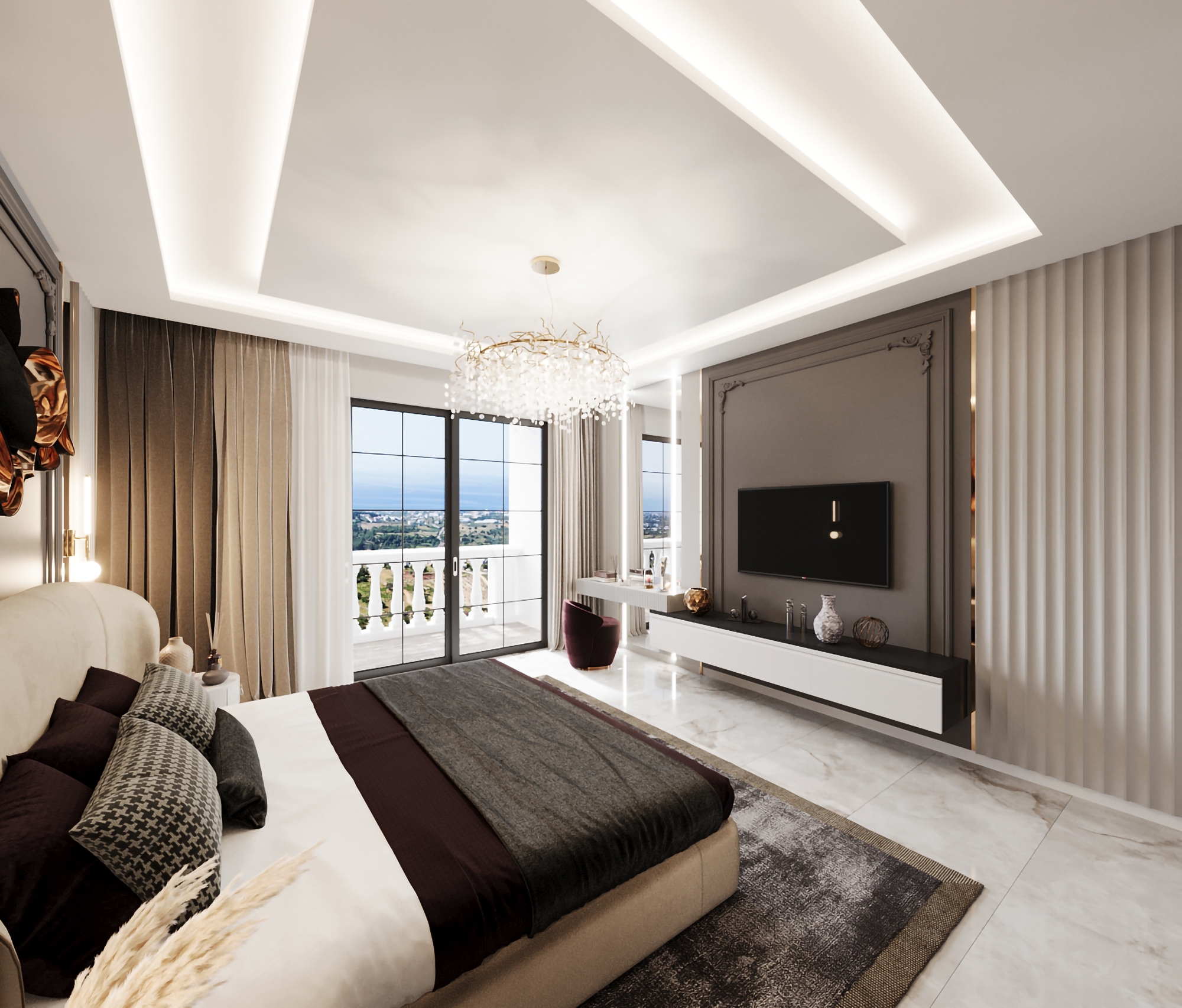 Luksuriøs 4+1 Penthouse med Hav- og Bjergudsigt i Alanya