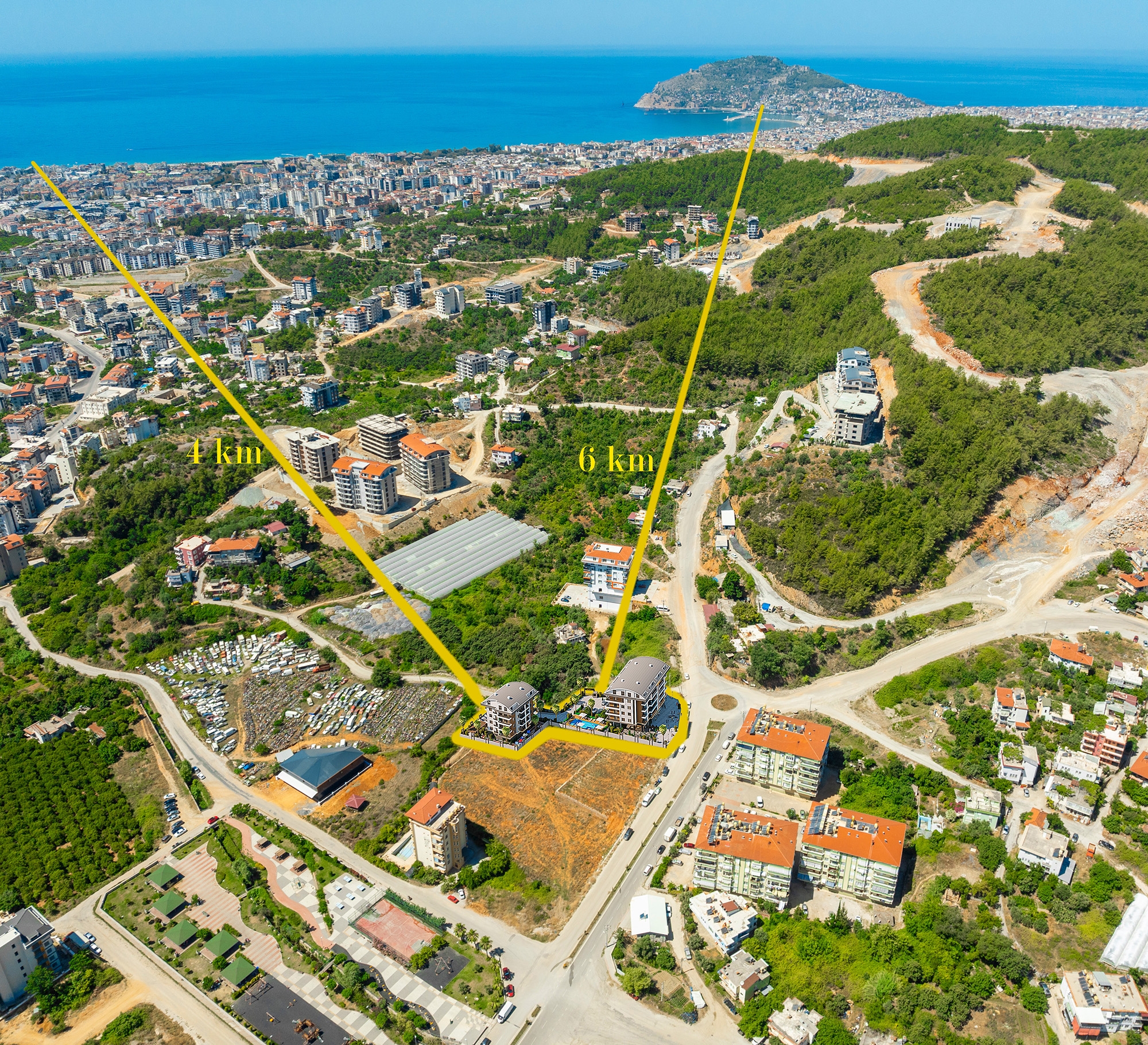 Luksuriøs 3+1 Leilighet med Sjø- og Fjellutsikt i Alanya