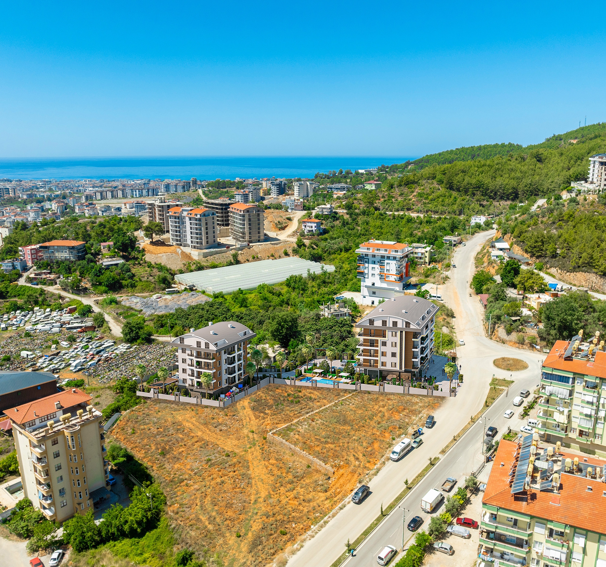 Luksuriøs 3+1 Leilighet med Sjø- og Fjellutsikt i Alanya