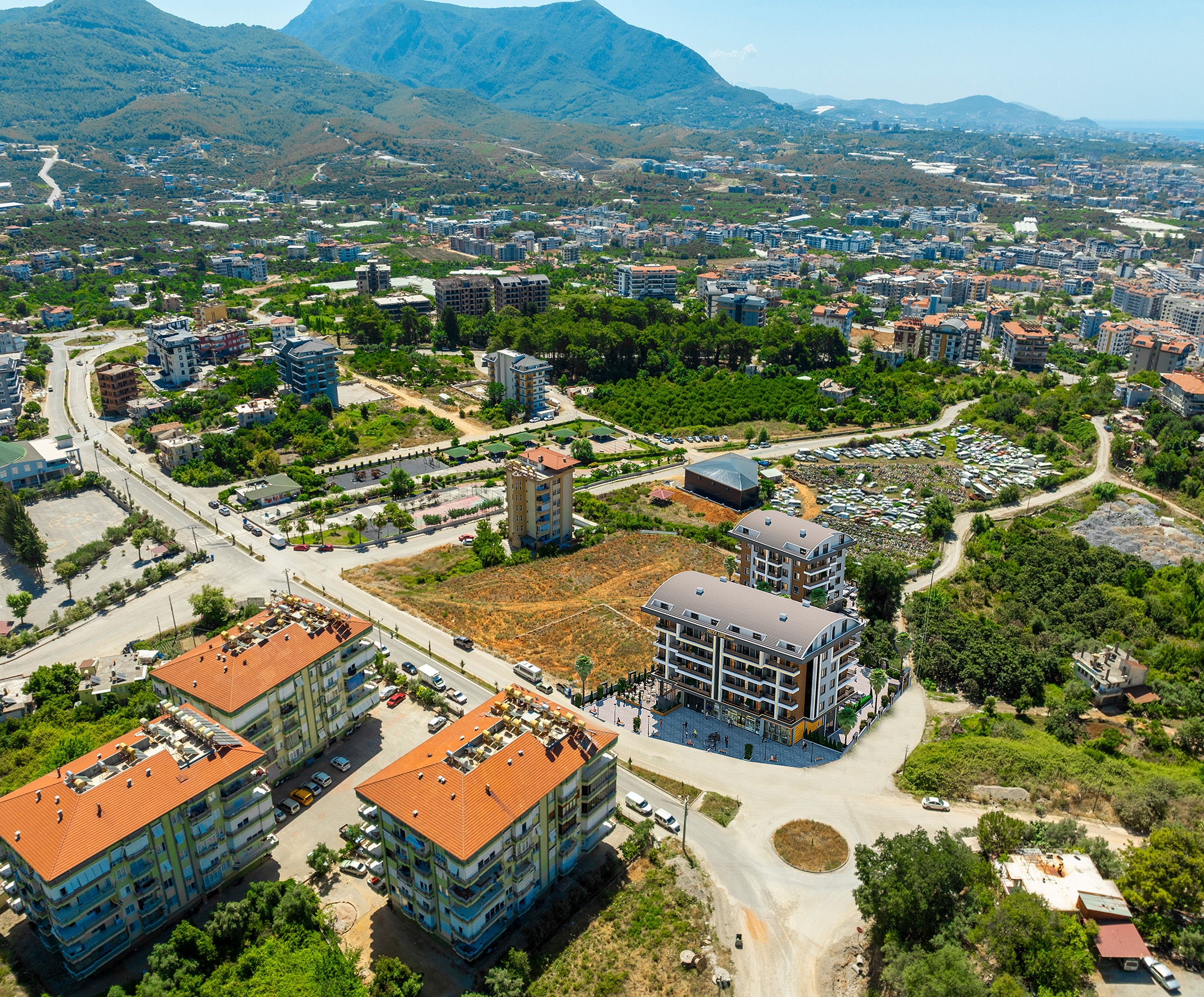 Luksuriøs 3+1 Leilighet med Sjø- og Fjellutsikt i Alanya