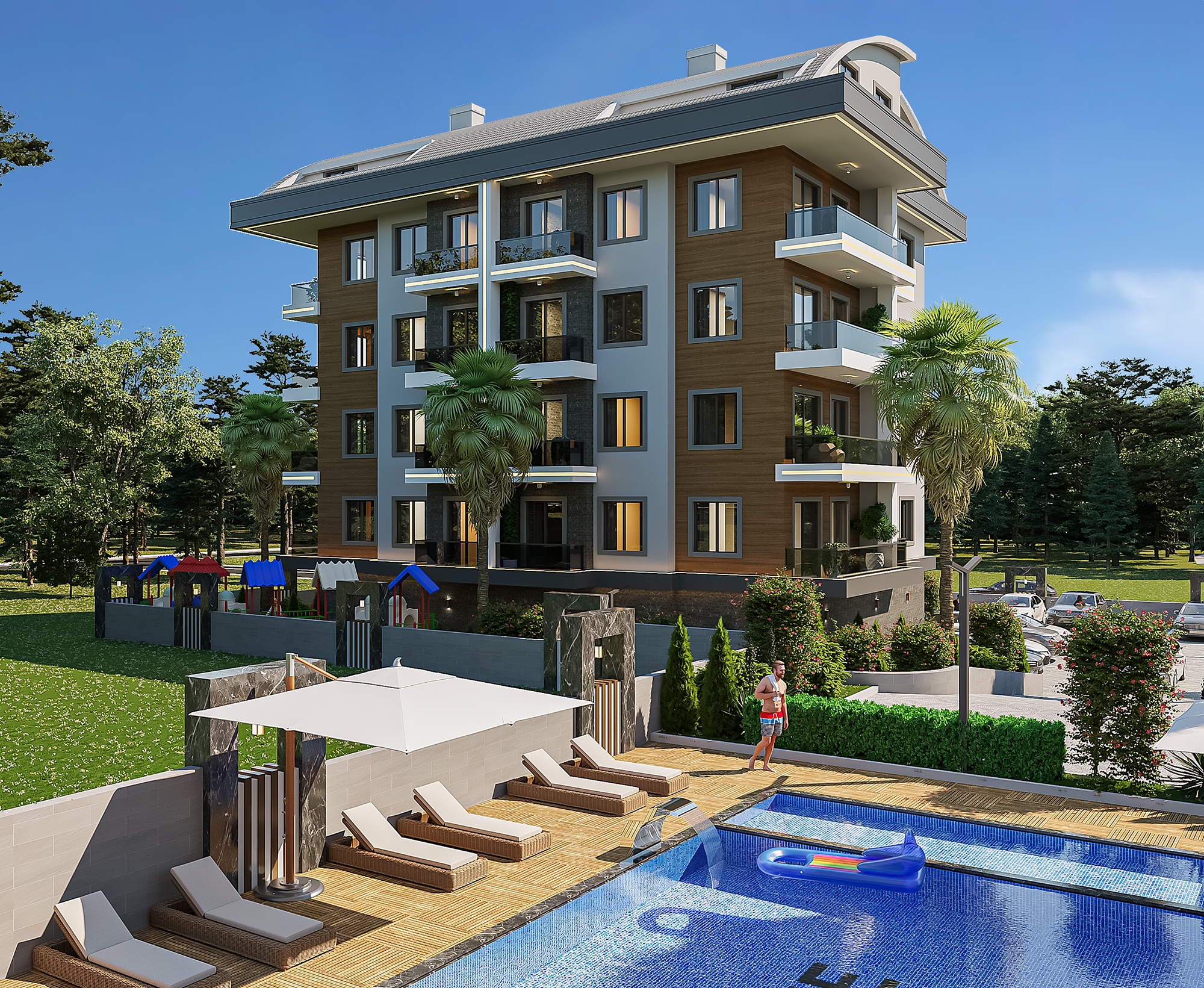 Luksuriøs 3+1 Leilighet med Sjø- og Fjellutsikt i Alanya