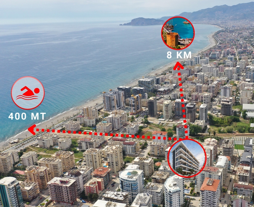 Luksuriøs 2+1 leilighet med fjellutsikt, Alanya