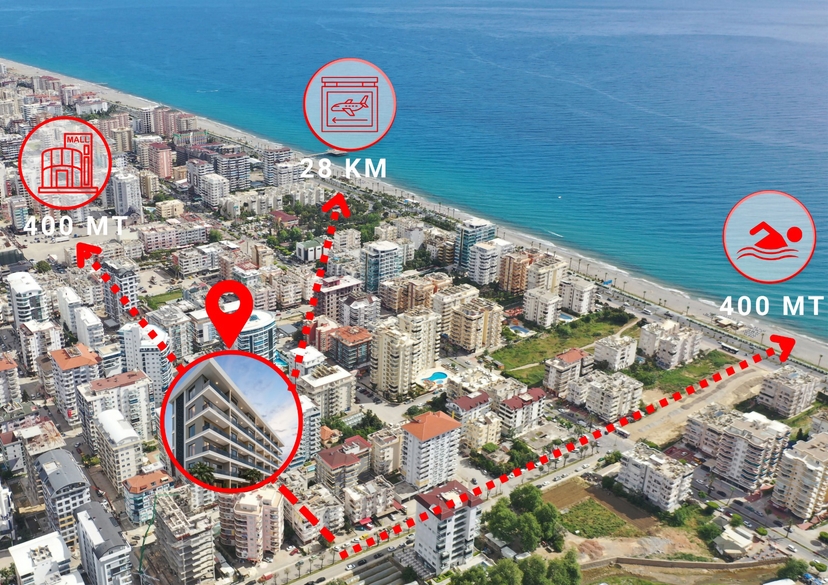 Luksuriøs 2+1 leilighet med fjellutsikt, Alanya