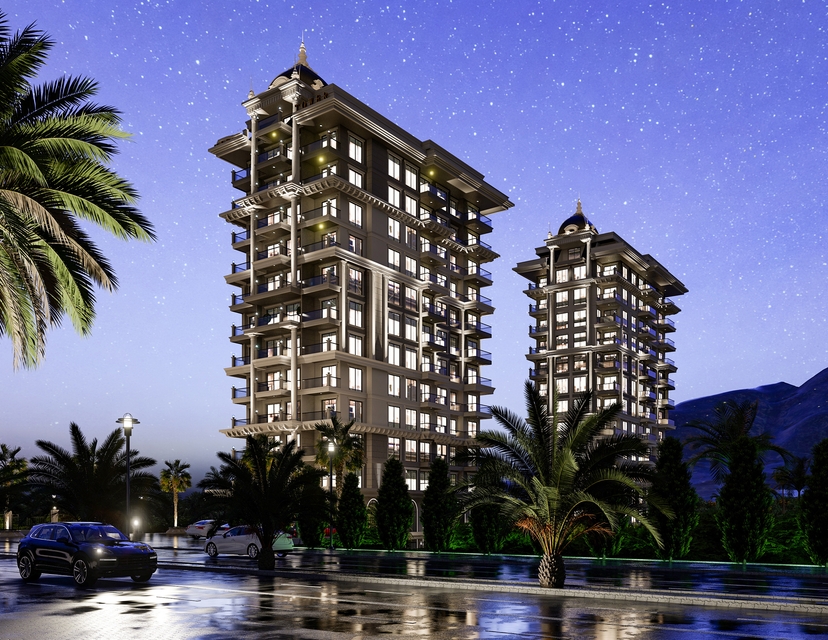 Luxuriöse 1+1 Wohnung mit Meerblick und Burgblick, Alanya