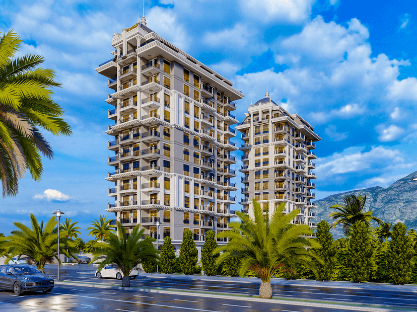 Luxuriöse 1+1 Gartenwohnung mit Meerblick, Alanya