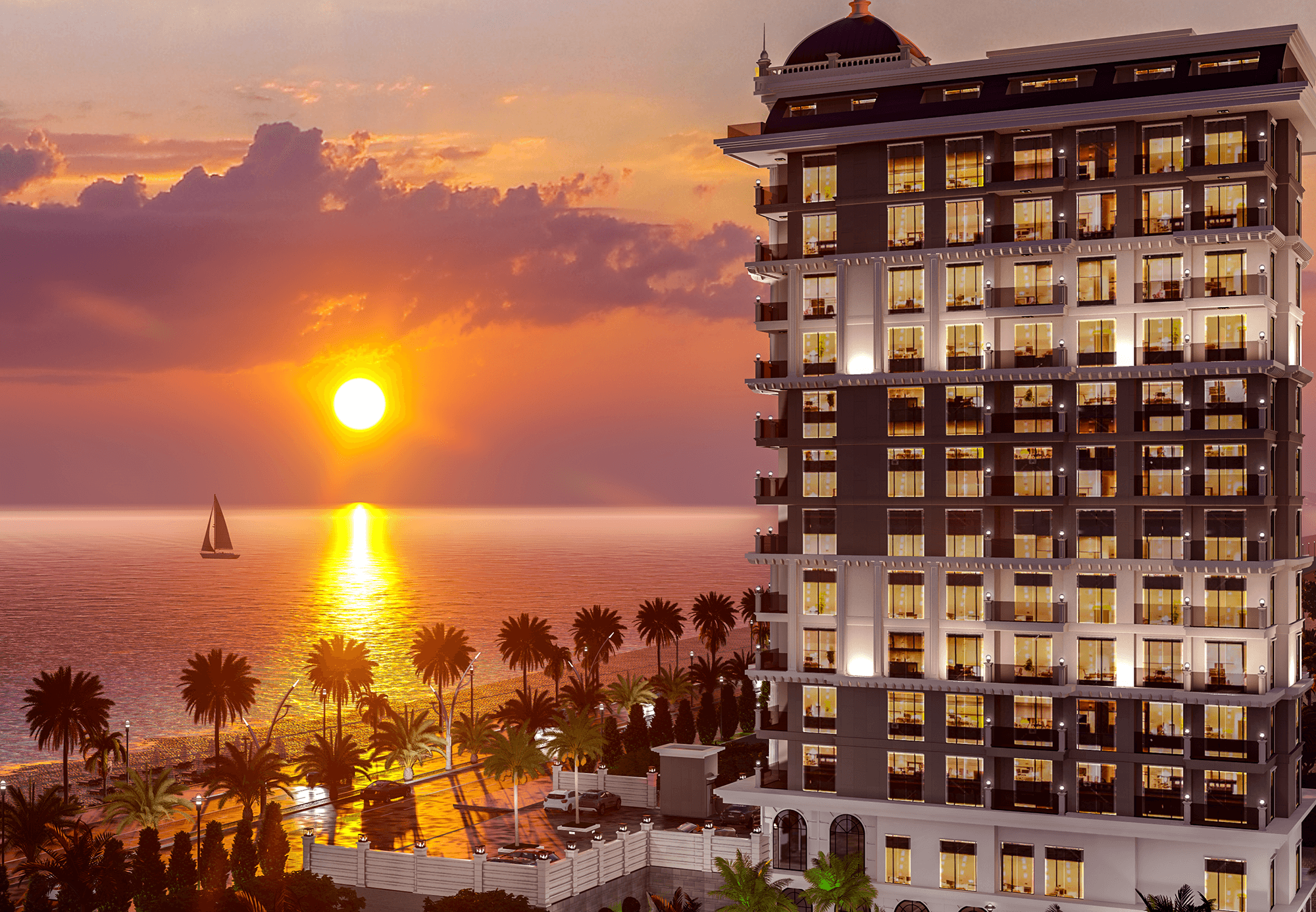Luksus 3+1 Penthouse med Fantastisk Hav- og Borgudsigt i Mahmutlar, Alanya