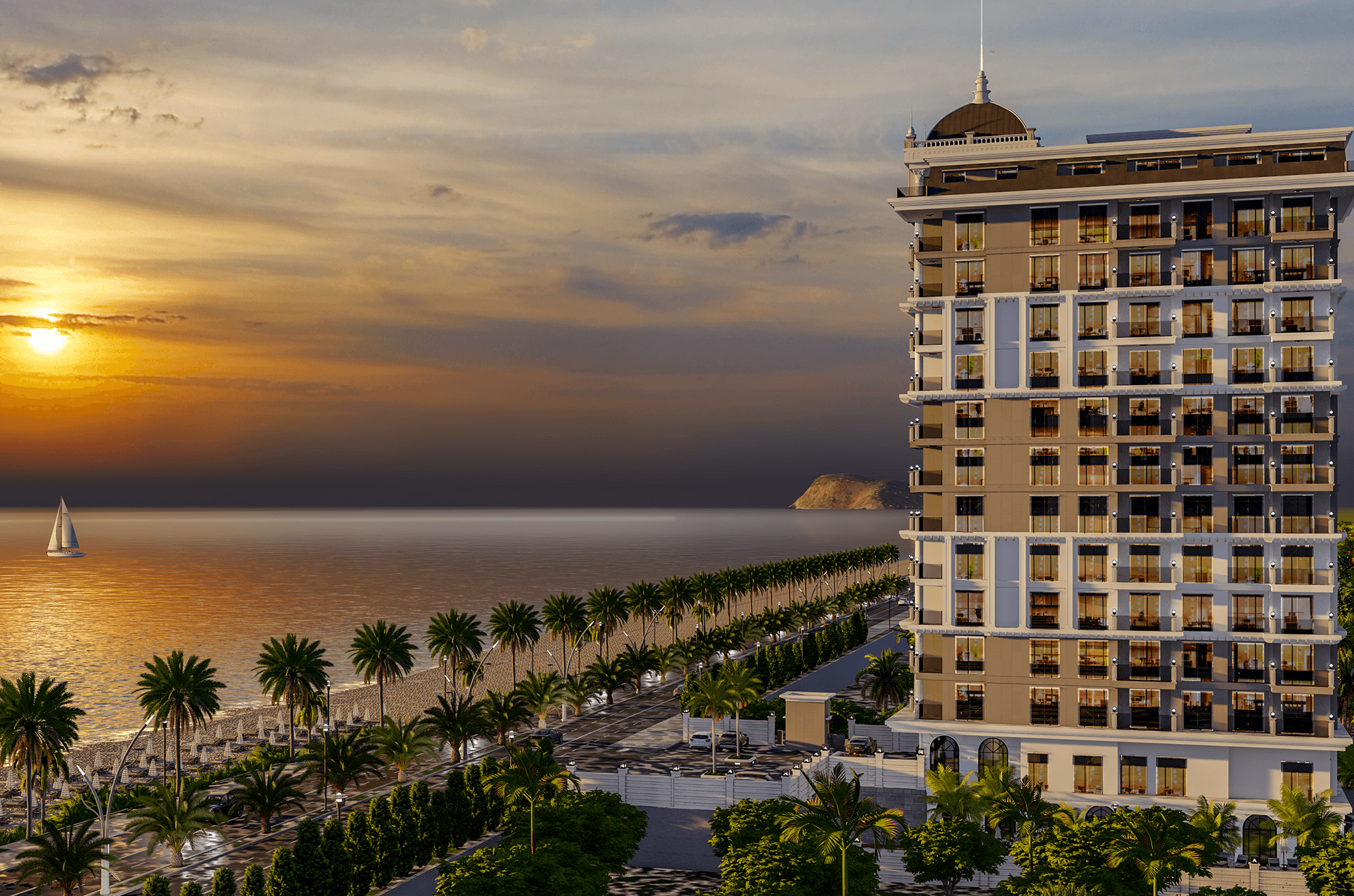 Luksus 3+1 Penthouse med Fantastisk Hav- og Borgudsigt i Mahmutlar, Alanya
