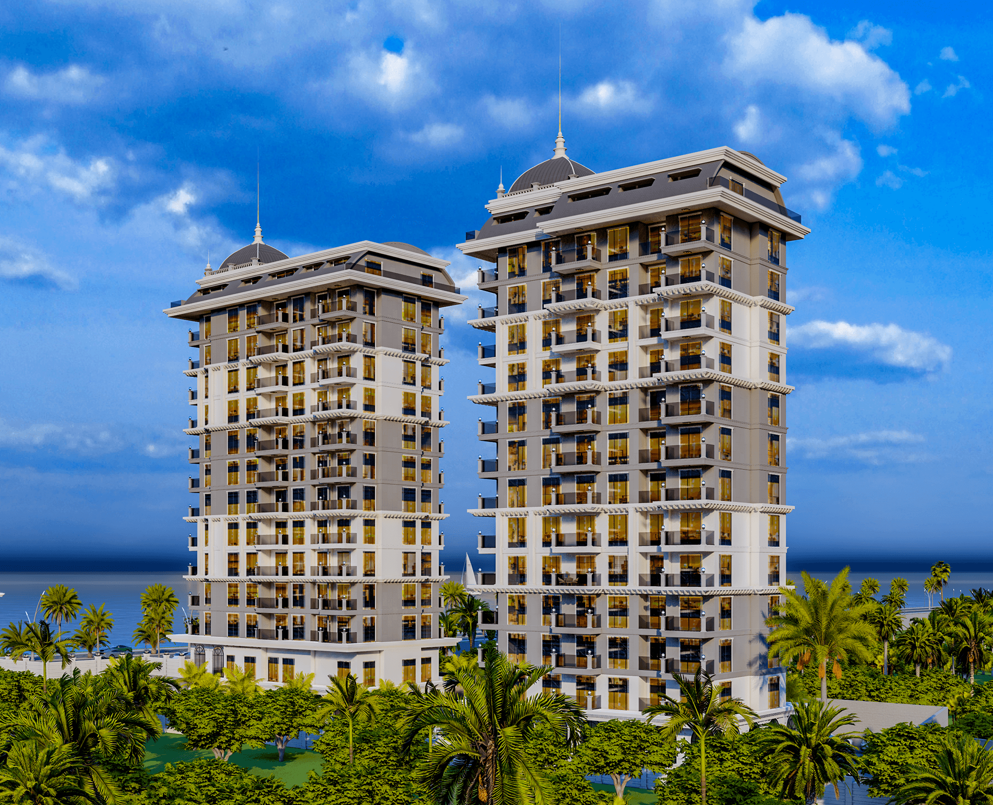 Luksus 3+1 Penthouse med Fantastisk Hav- og Borgudsigt i Mahmutlar, Alanya