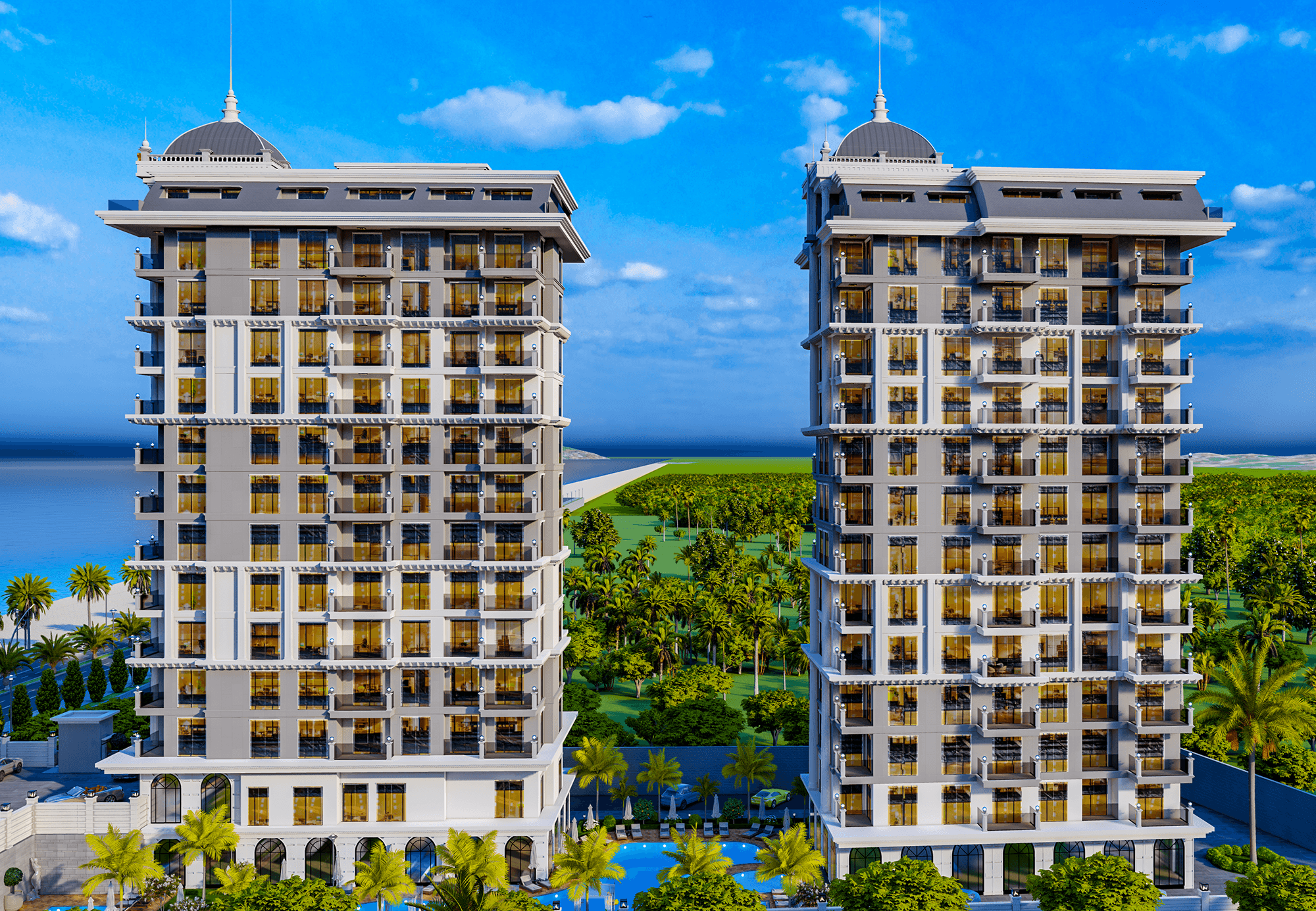 Luksus 3+1 Penthouse med Fantastisk Hav- og Borgudsigt i Mahmutlar, Alanya
