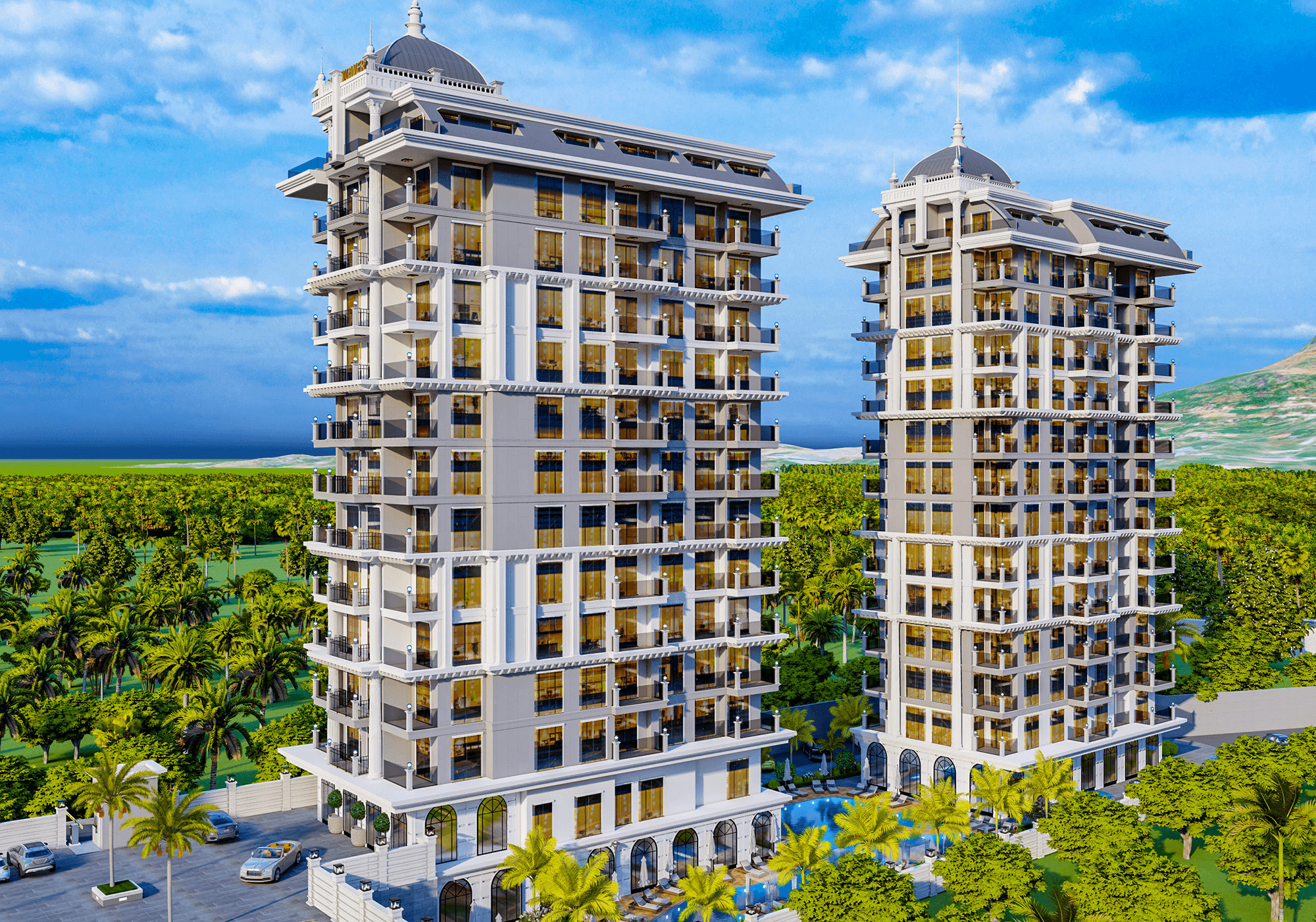 Luksus 3+1 Penthouse med Fantastisk Hav- og Borgudsigt i Mahmutlar, Alanya