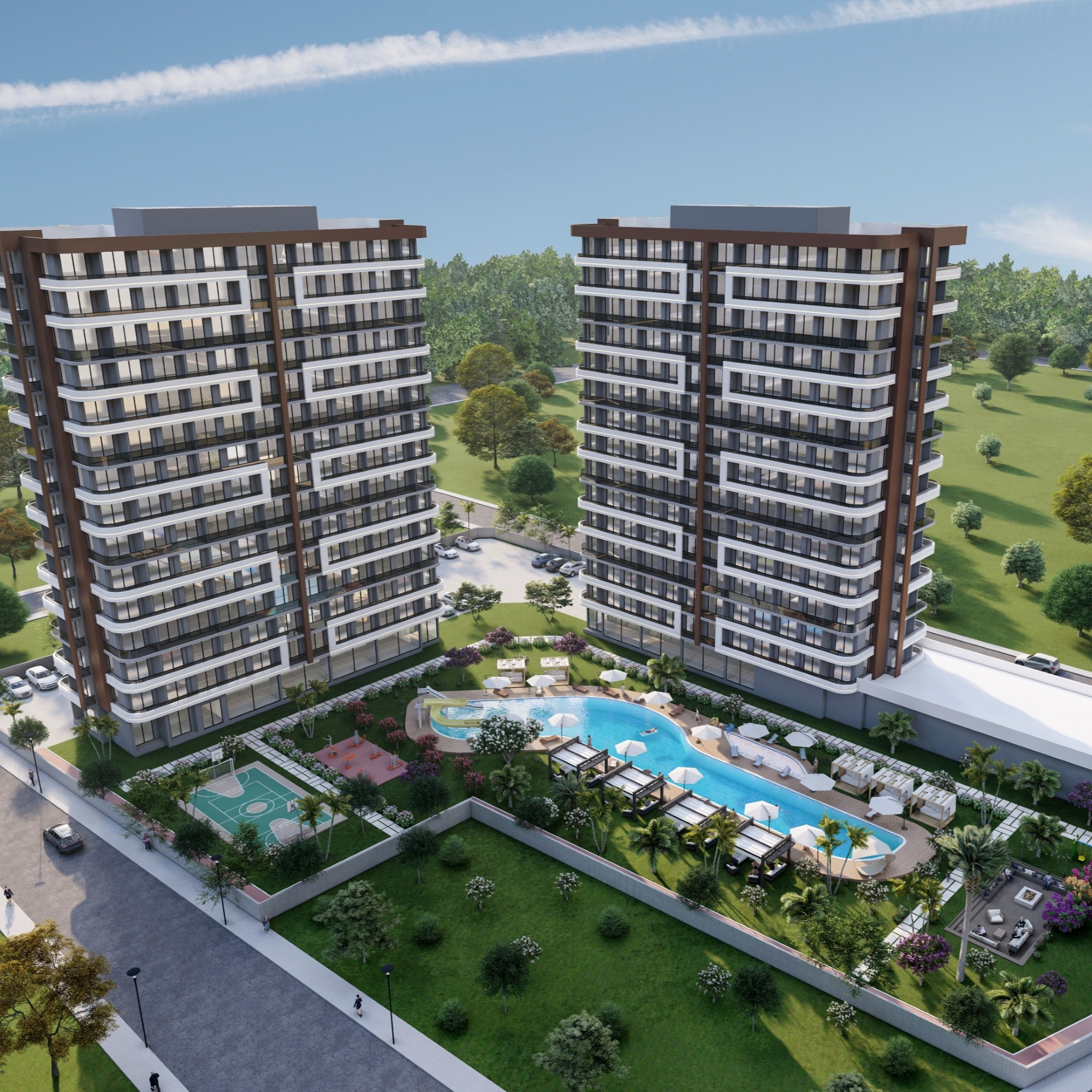 Luxuriöses 1+1 Apartment mit Meerblick und Bergblick, MERSIN