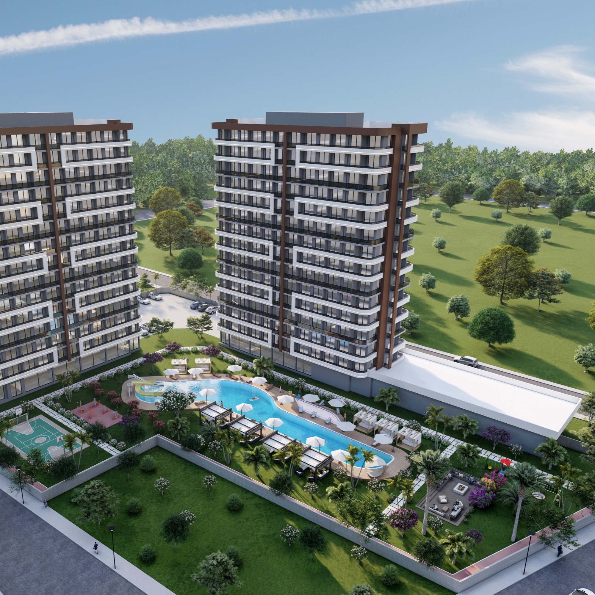 Luxuriöses 1+1 Apartment mit Meerblick und Bergblick, MERSIN