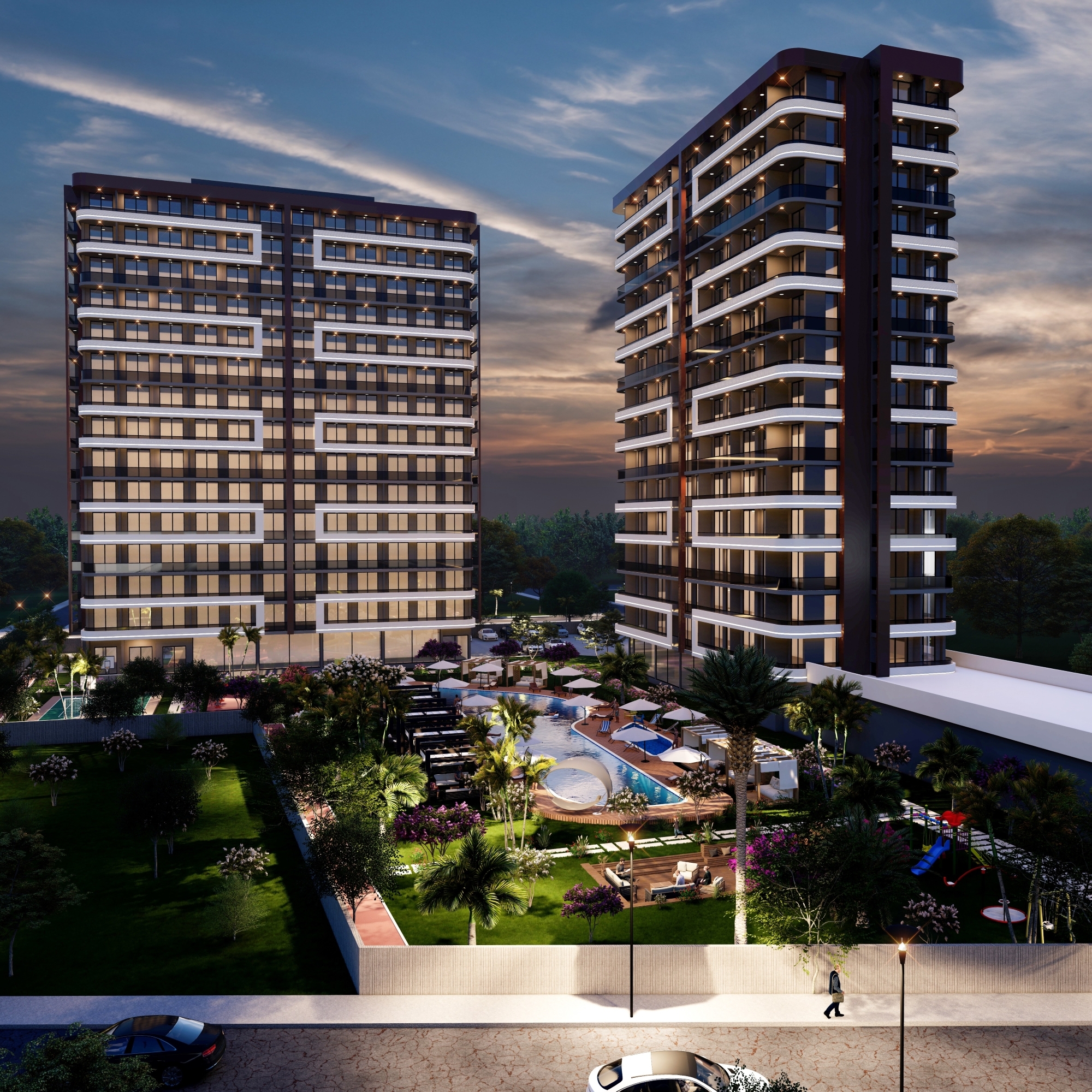 Luxuriöses 1+1 Apartment mit Meerblick und Bergblick, MERSIN