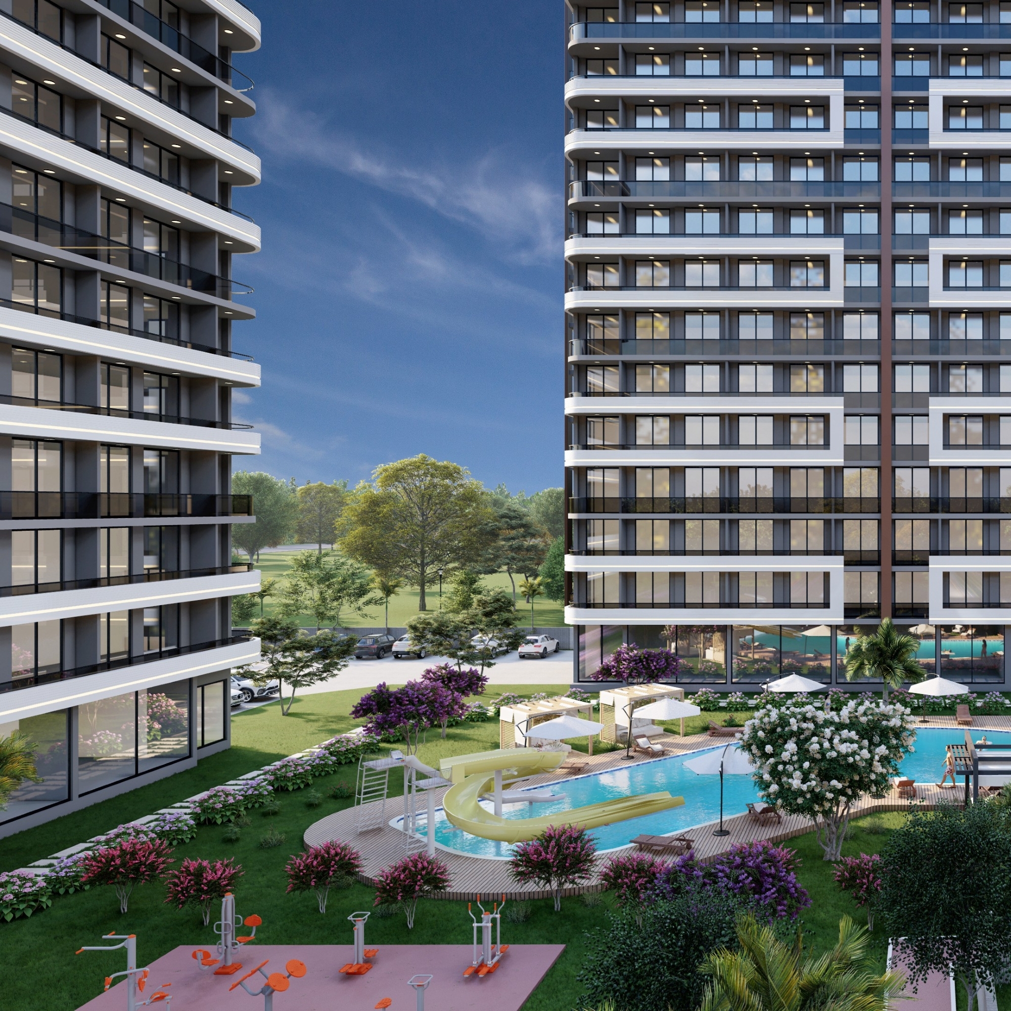 Luxuriöses 1+1 Apartment mit Meerblick und Bergblick, MERSIN