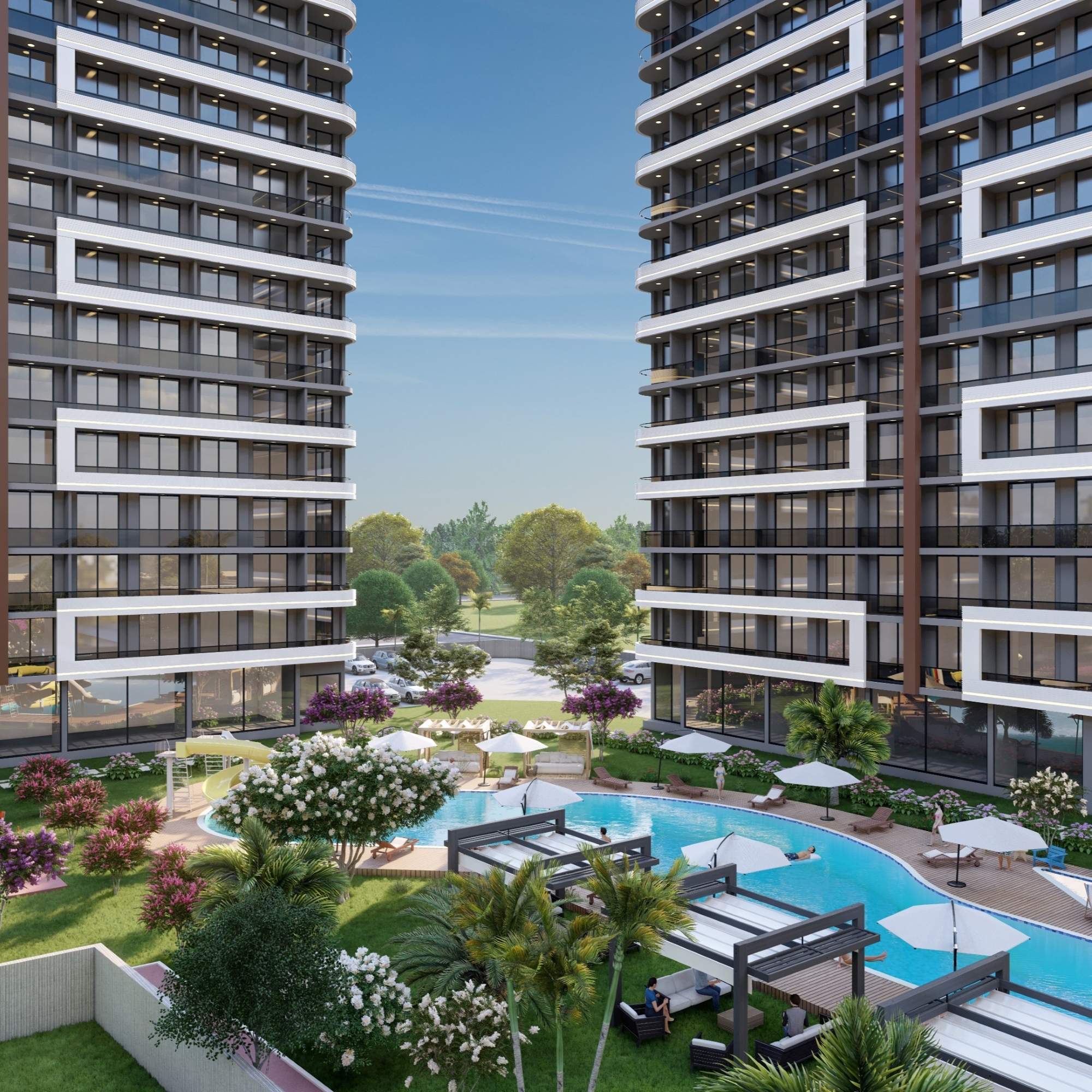 Luxuriöses 1+1 Apartment mit Meerblick und Bergblick, MERSIN